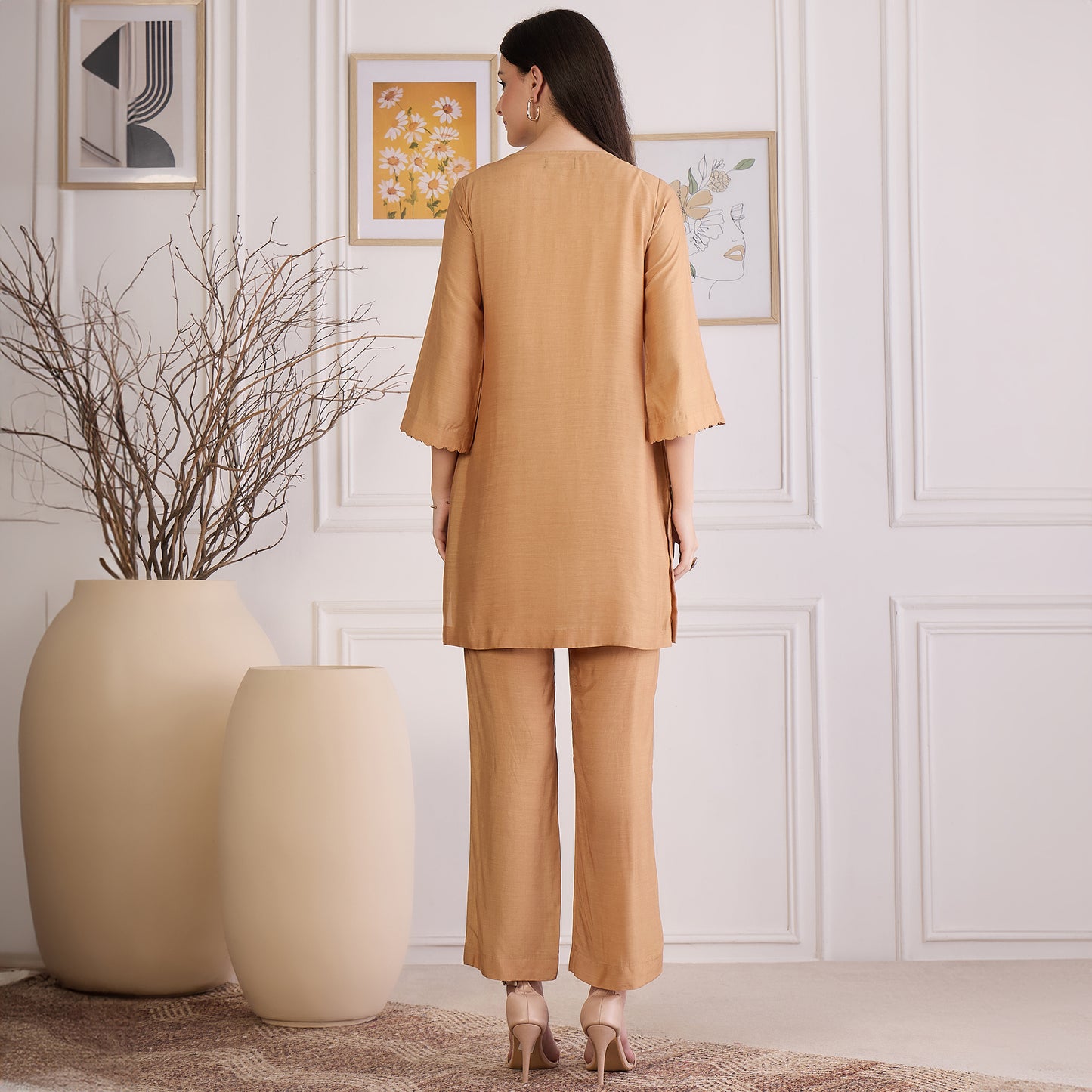 Sepia Cutwork Embroidered Set