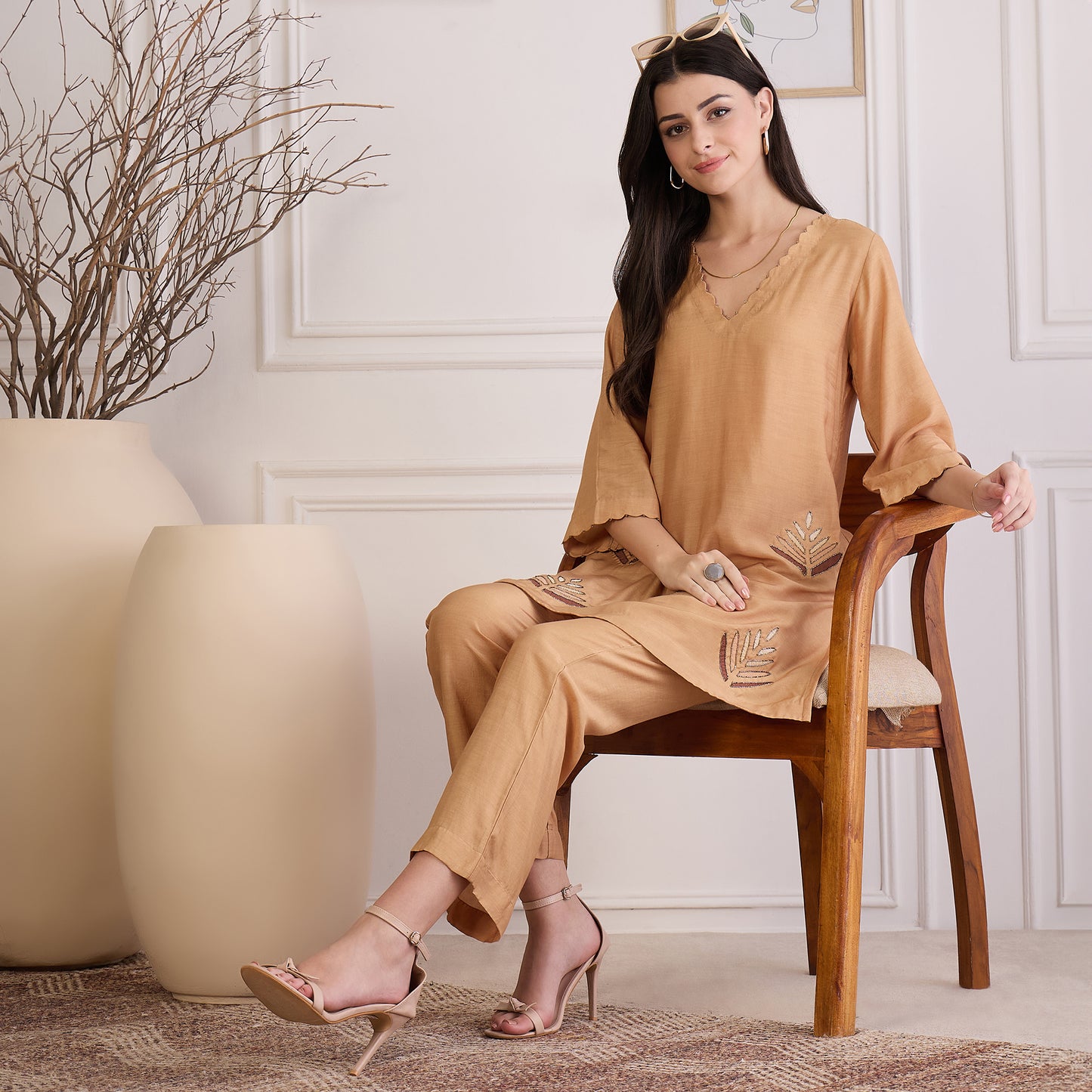 Sepia Cutwork Embroidered Set