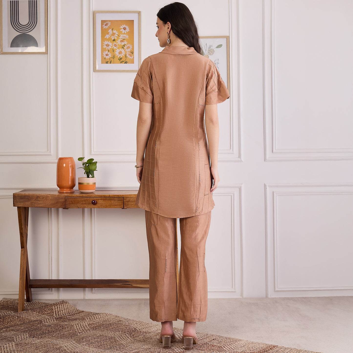 Copper Brown Embroidered Set