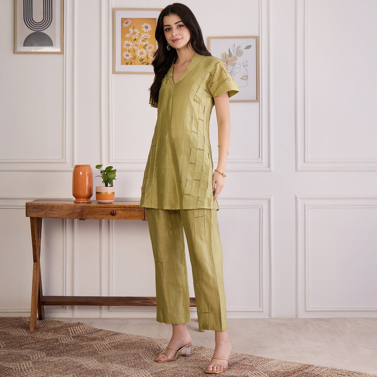 Lime Green Embroidered Set