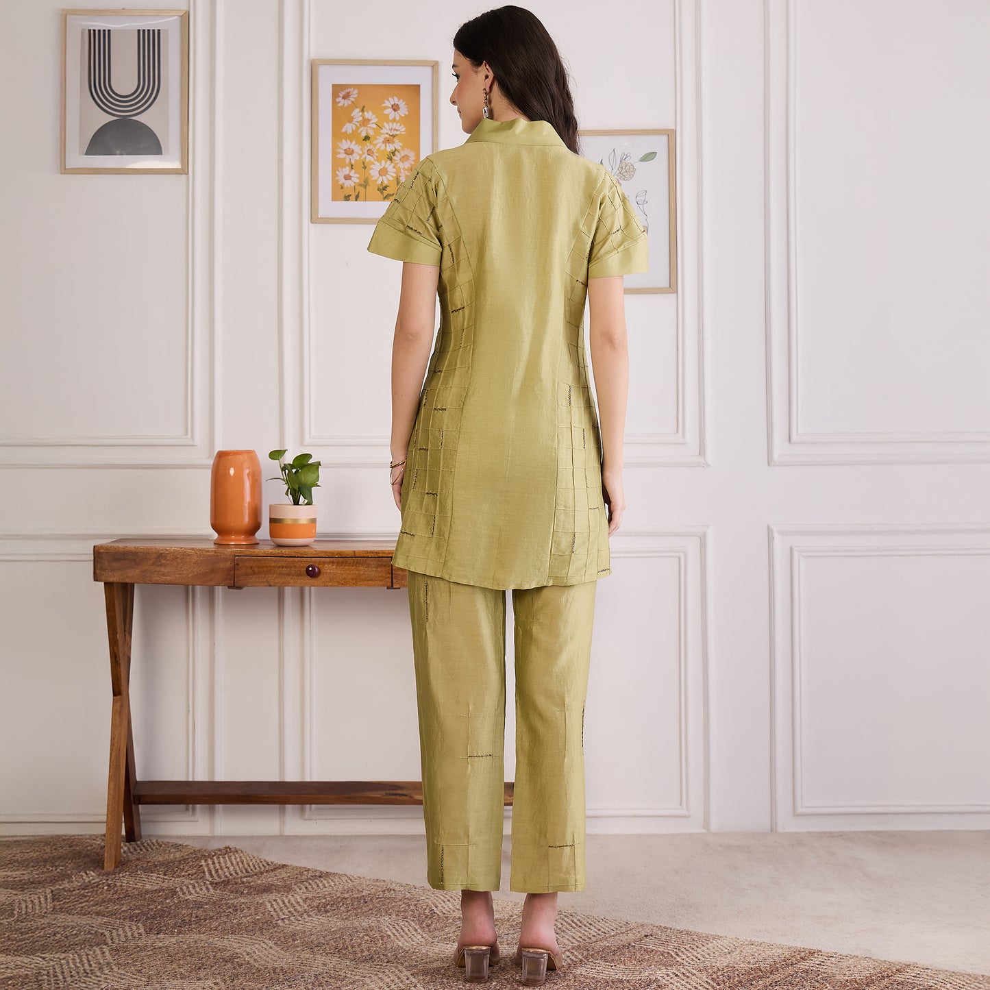 Lime Green Embroidered Set