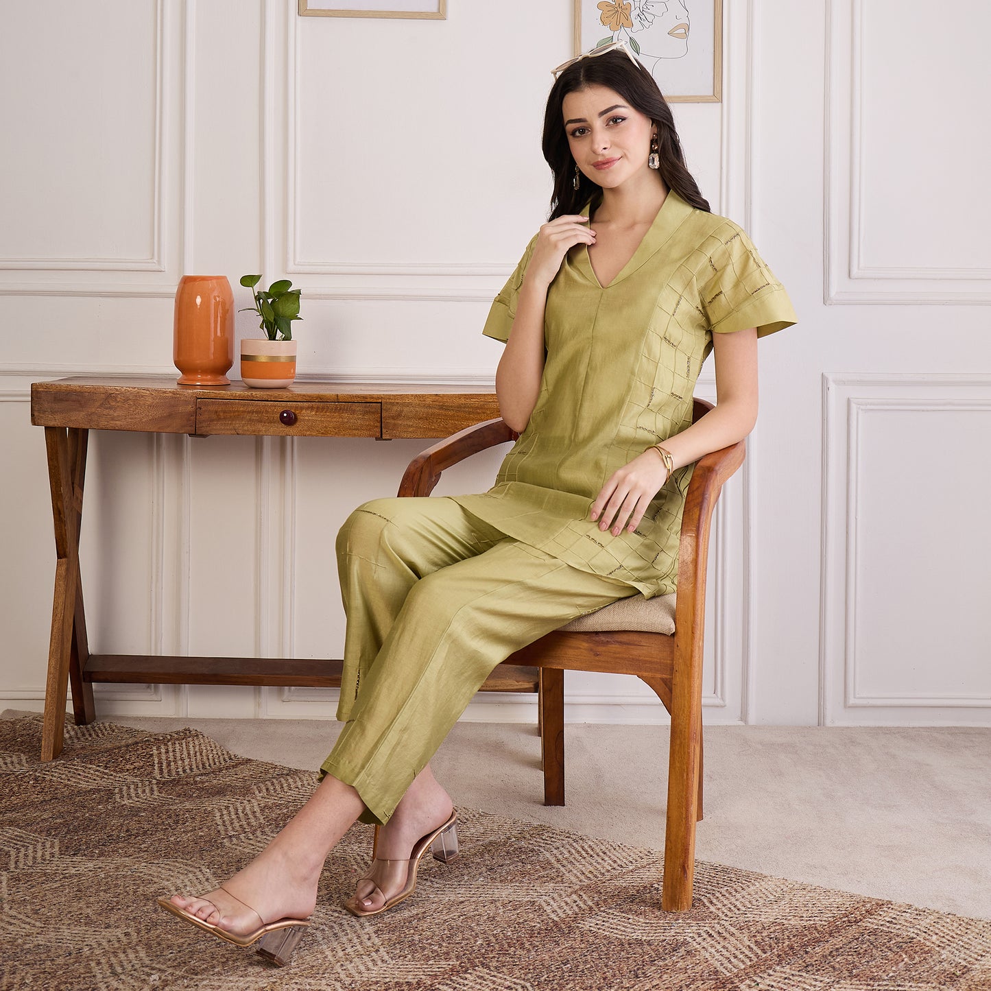 Lime Green Embroidered Set
