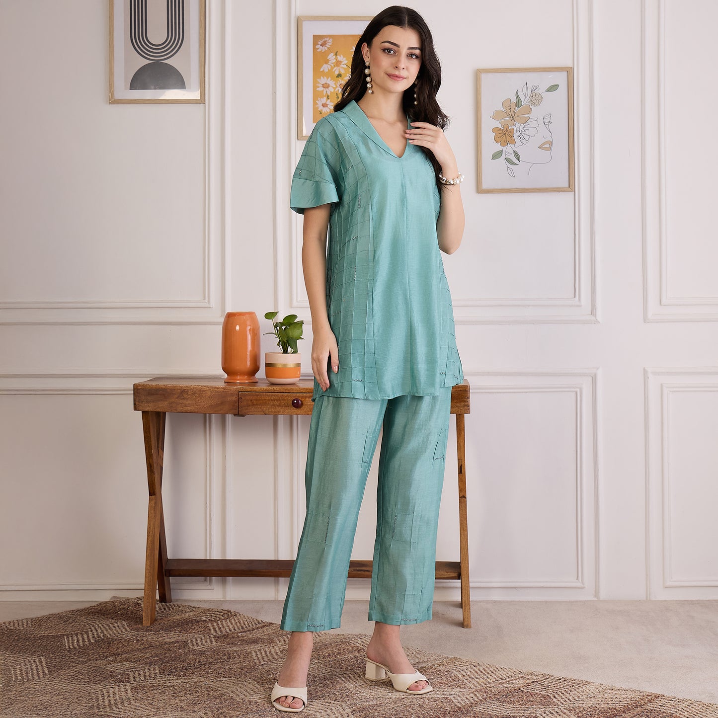 Sapphire Blue Embroidered Set