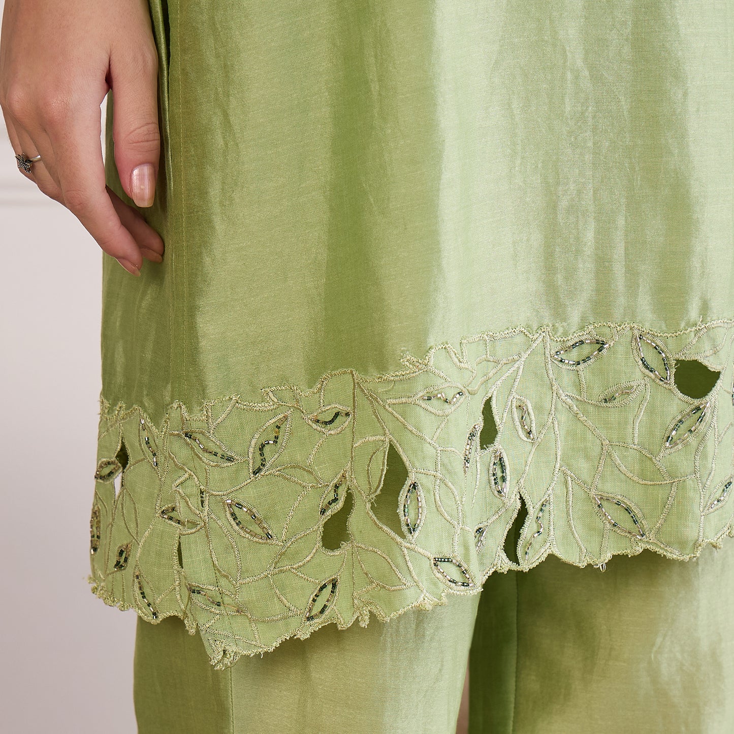 Mint Green Embroidered Cutwork Set