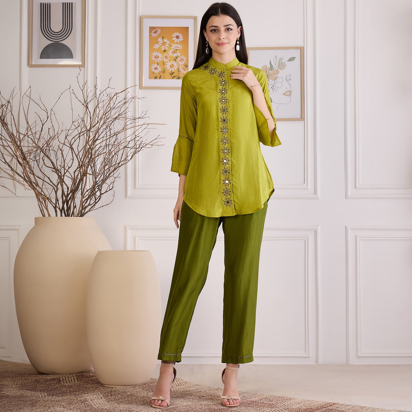 Furn Green Embroidered Set