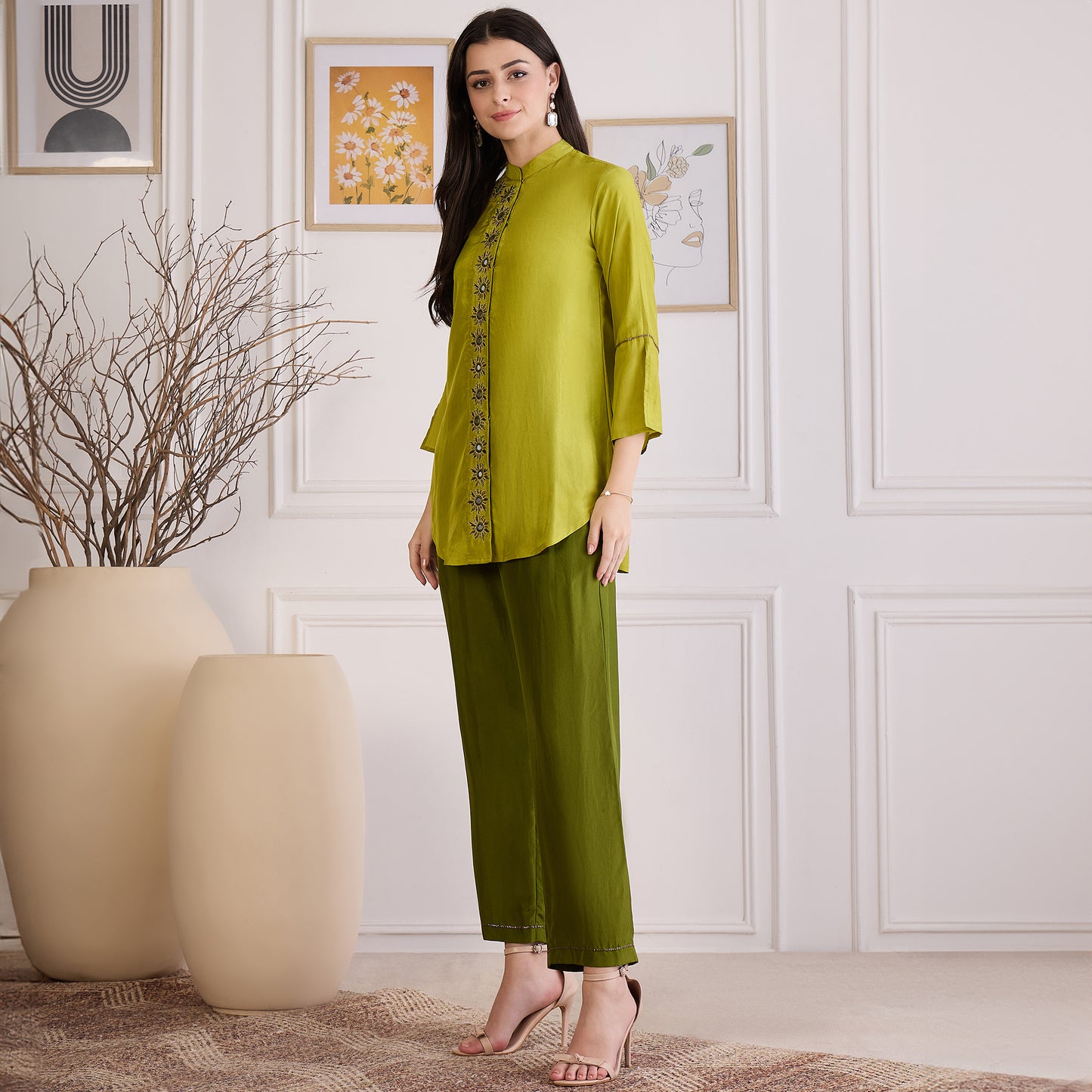 Furn Green Embroidered Set