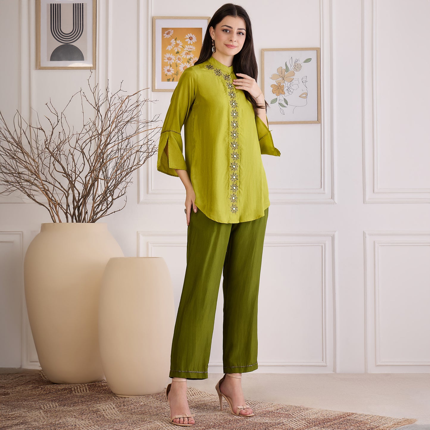 Furn Green Embroidered Set