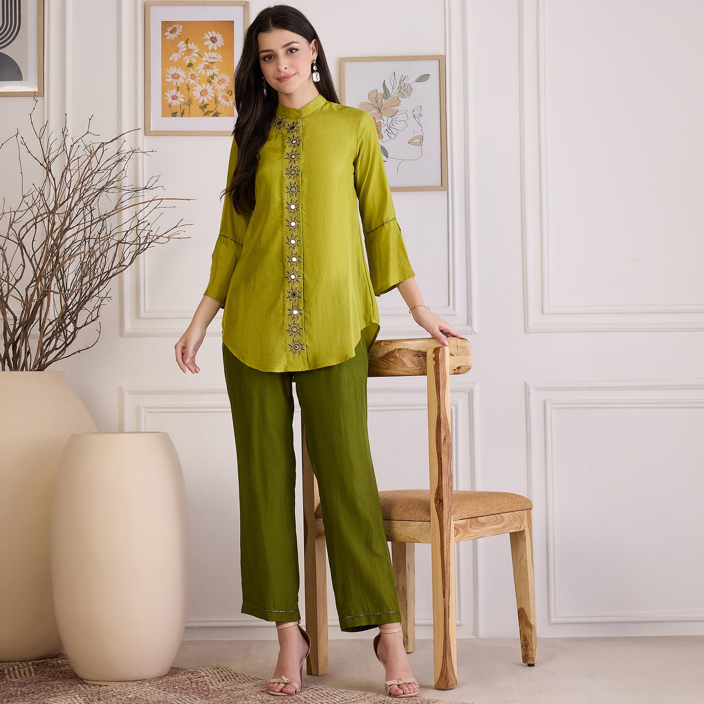 Furn Green Embroidered Set