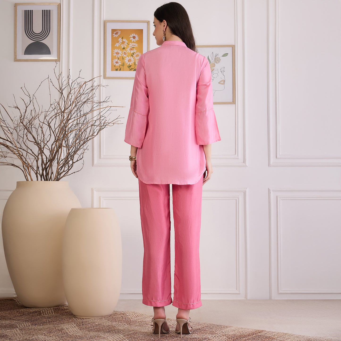 Pink Embroidered Set