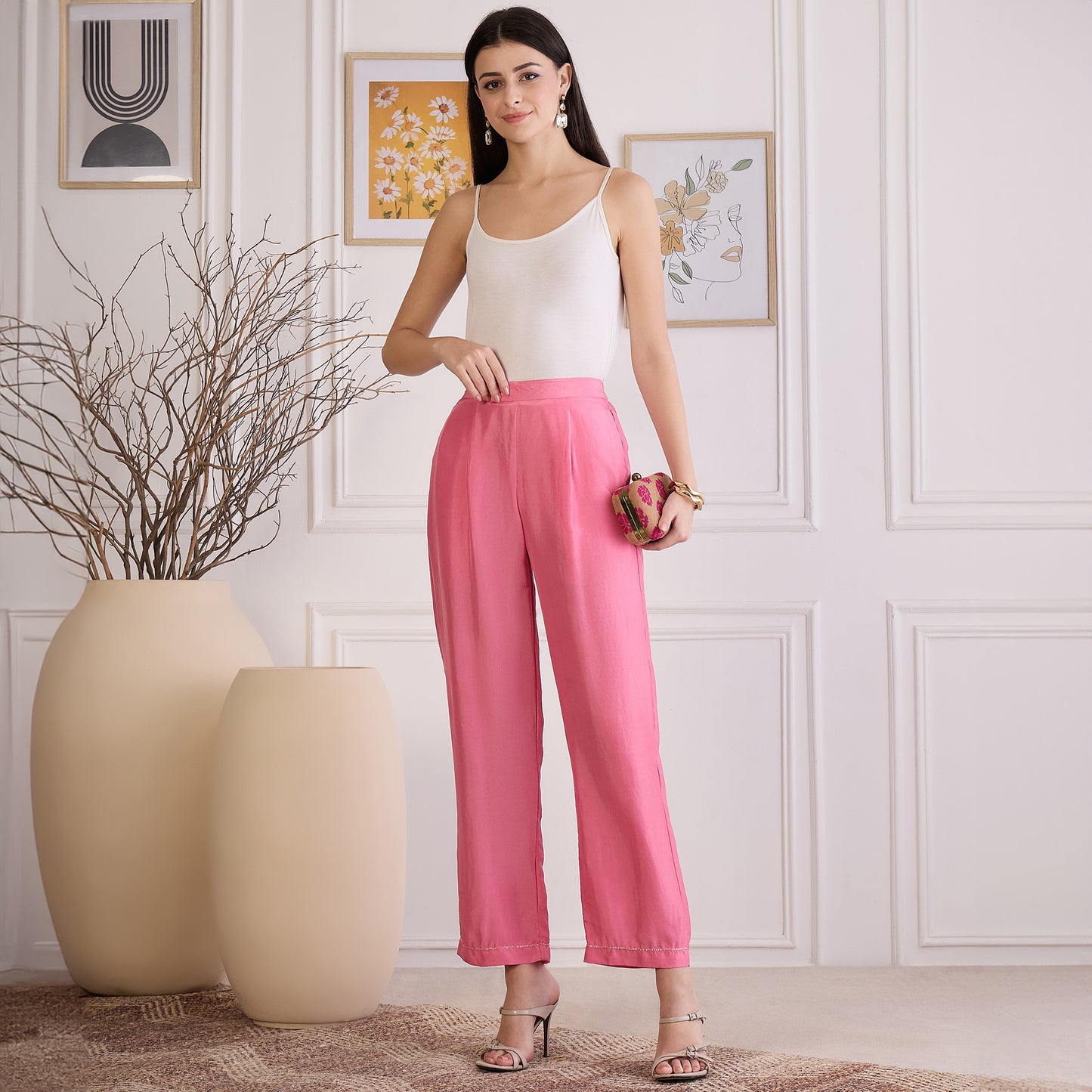 Pink Embroidered Set