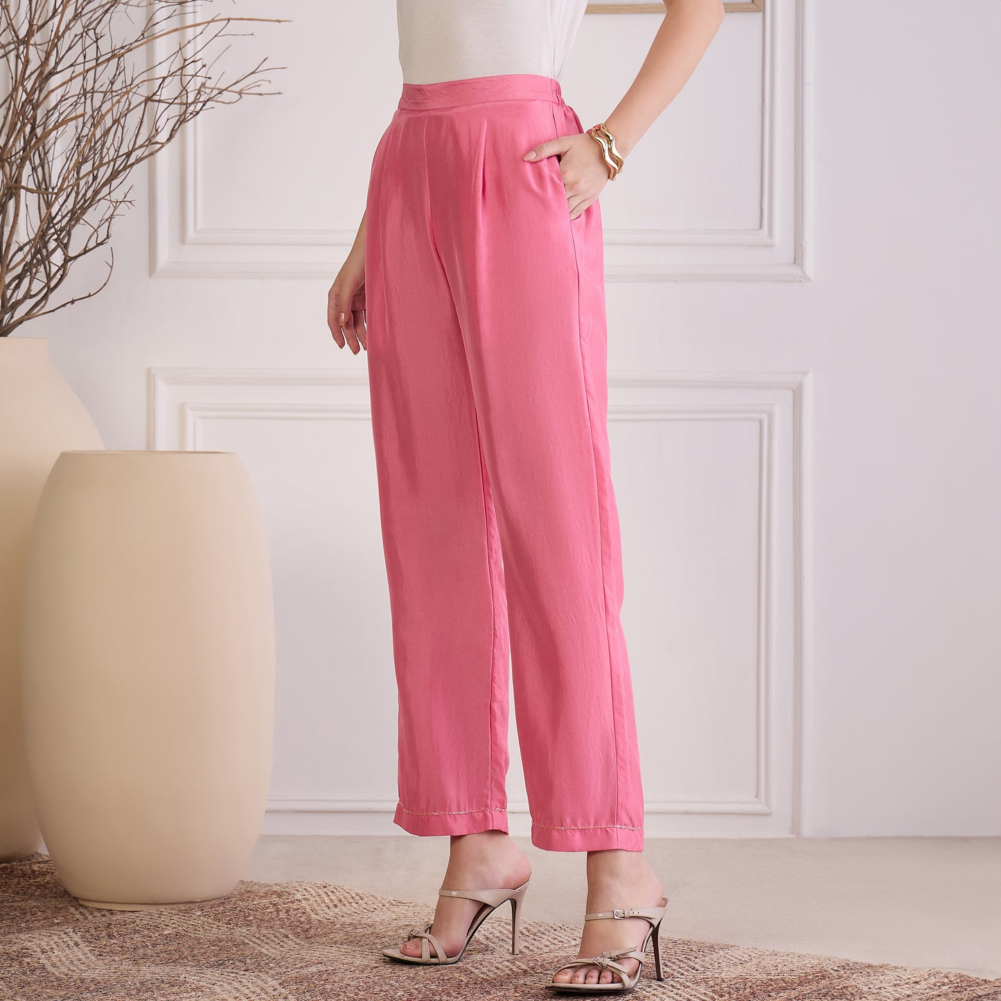 Pink Embroidered Set