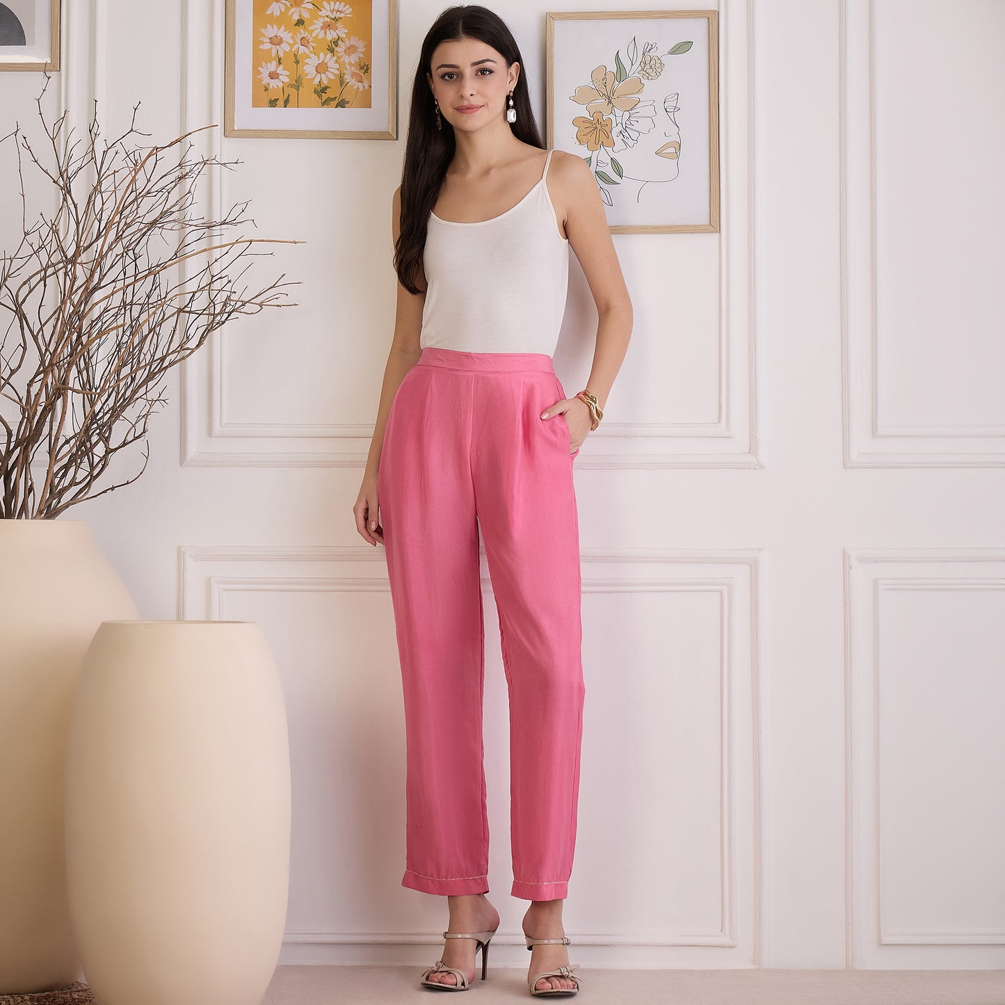 Pink Embroidered Set