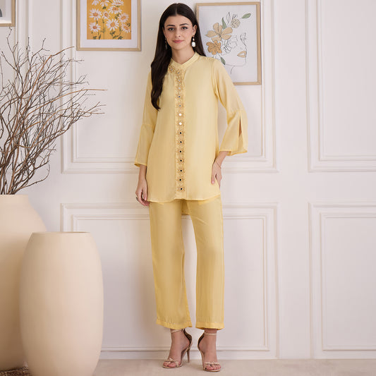 Yellow Embroidered Set