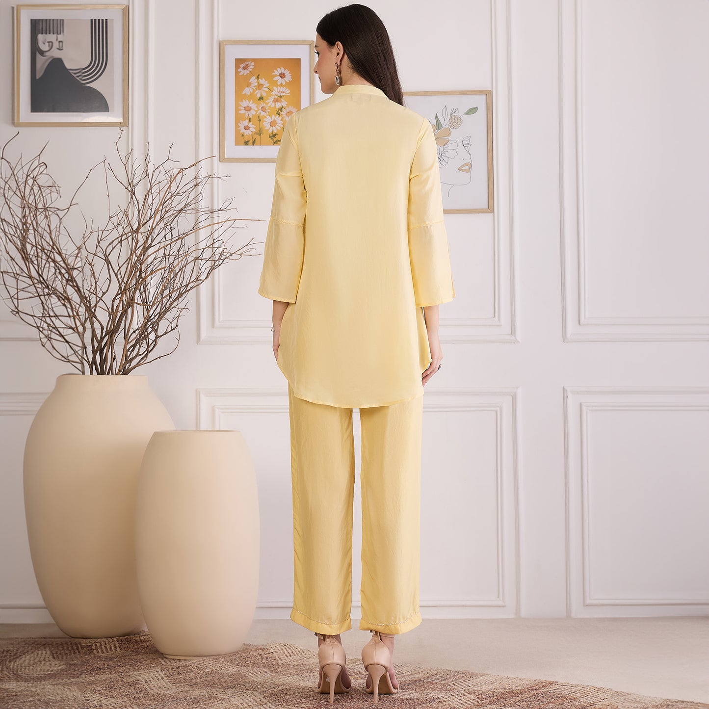 Yellow Embroidered Set