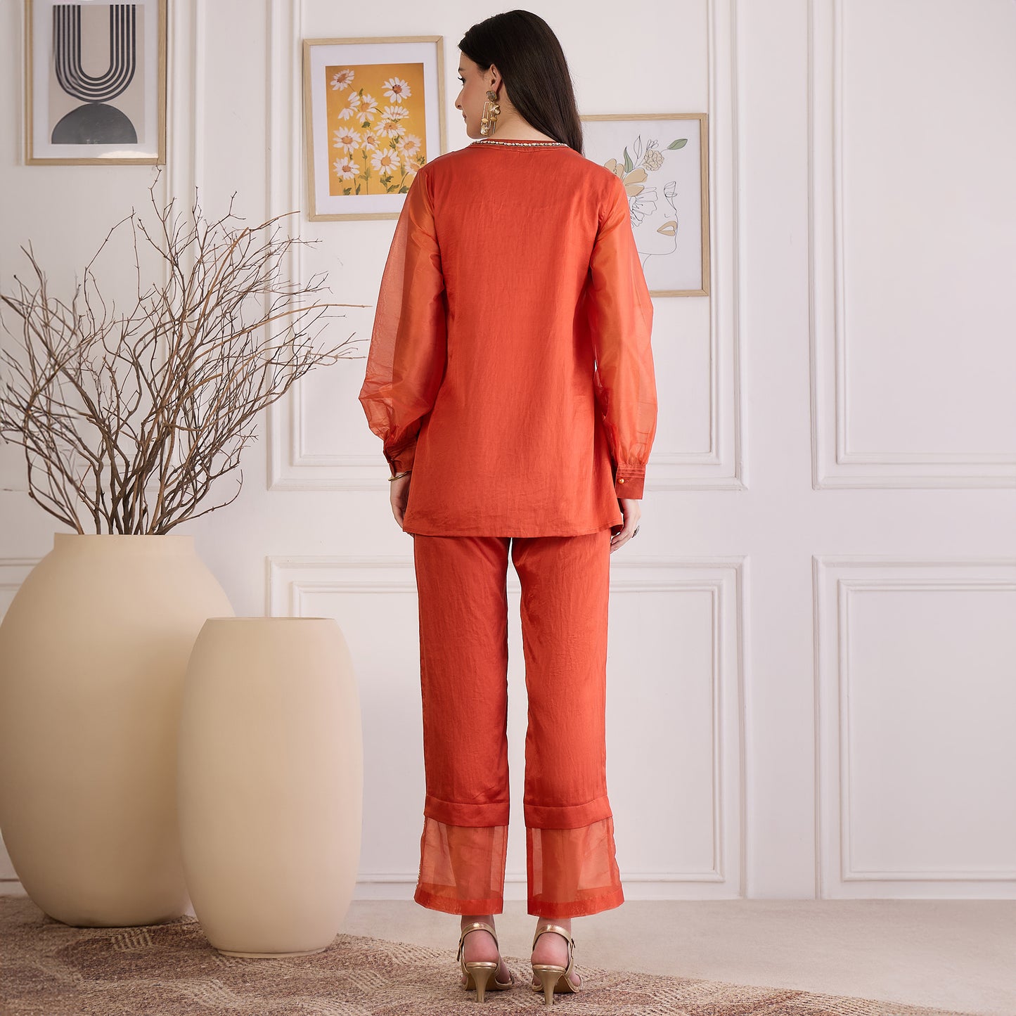 Cinnamon Leaf Hand Embroidered Co-ord Set