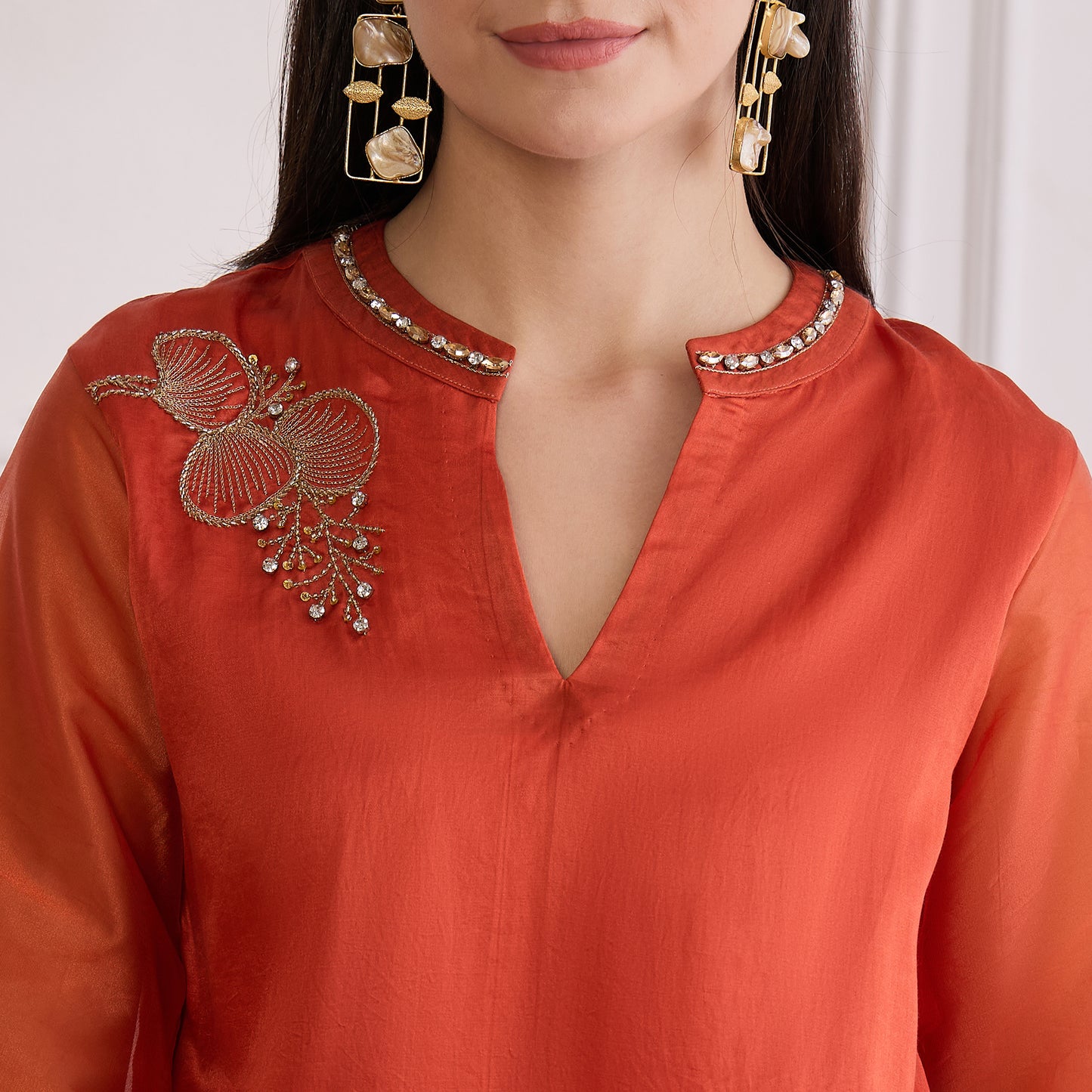 Cinnamon Leaf Hand Embroidered Co-ord Set