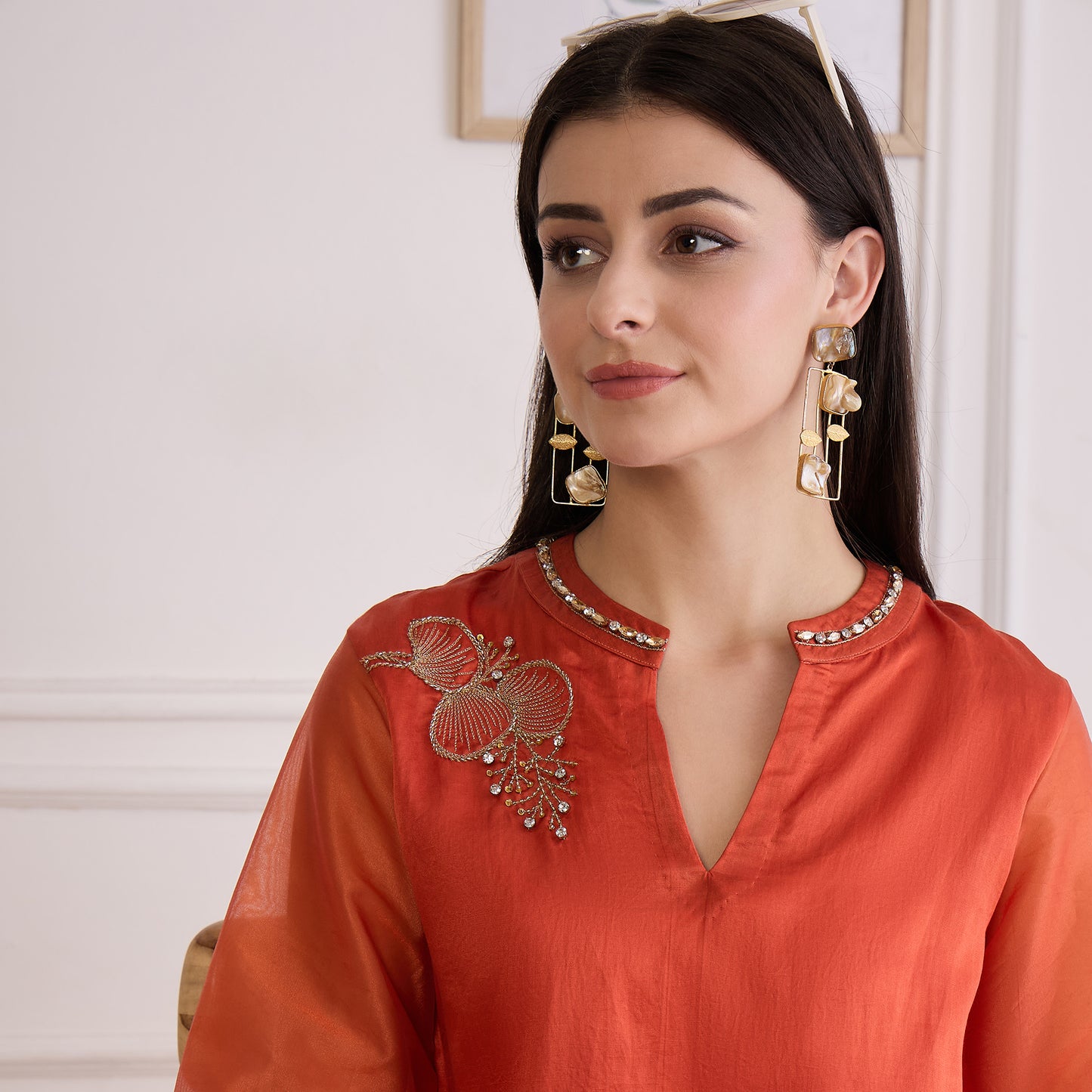 Cinnamon Leaf Hand Embroidered Co-ord Set