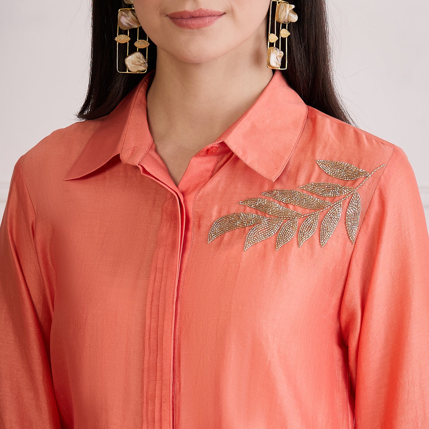 Peach Pearl Hand Embroidered Co-ord Set