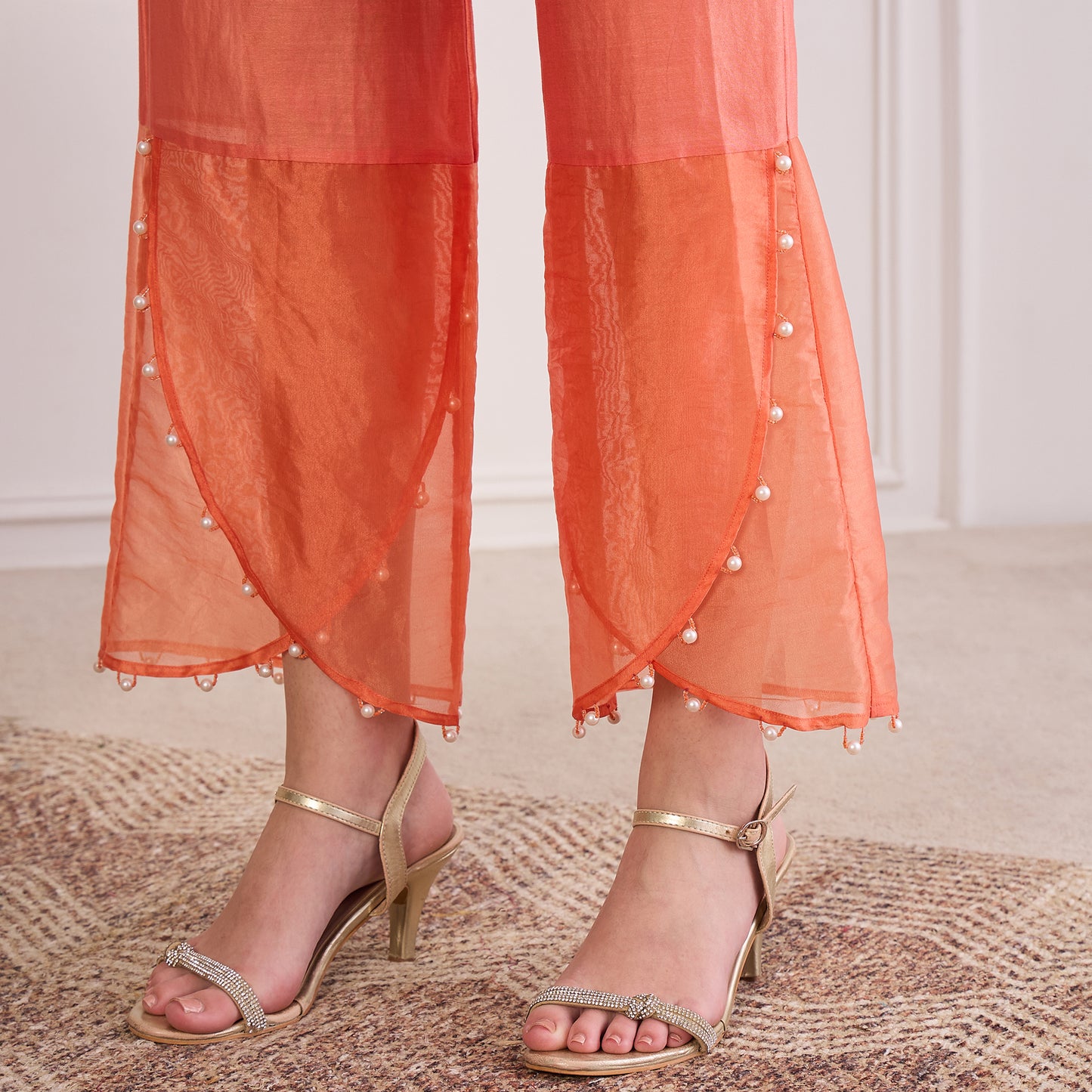 Peach Pearl Hand Embroidered Co-ord Set
