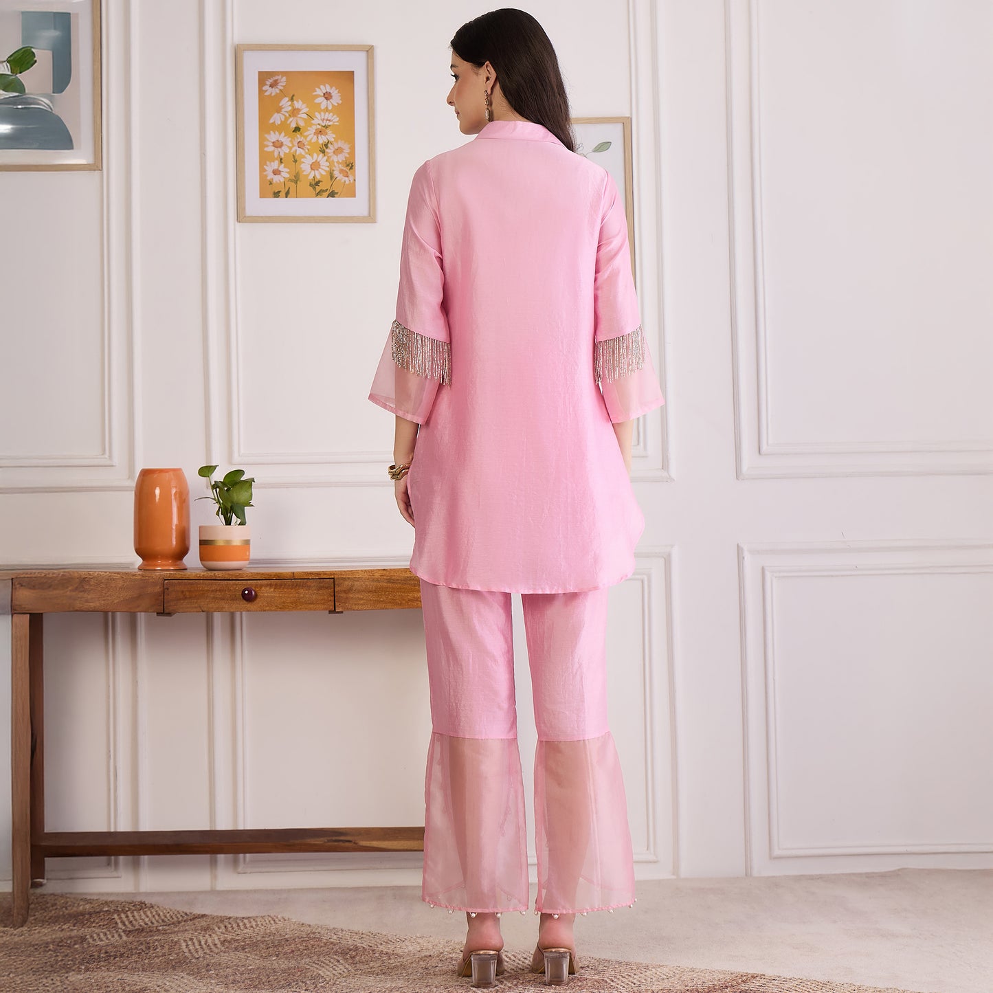Pink Pearl Hand Embroidered Co-ord Set