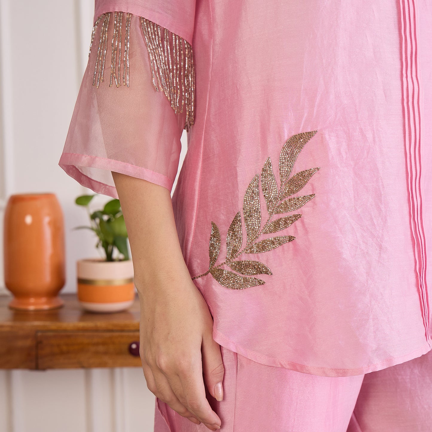 Pink Pearl Hand Embroidered Co-ord Set