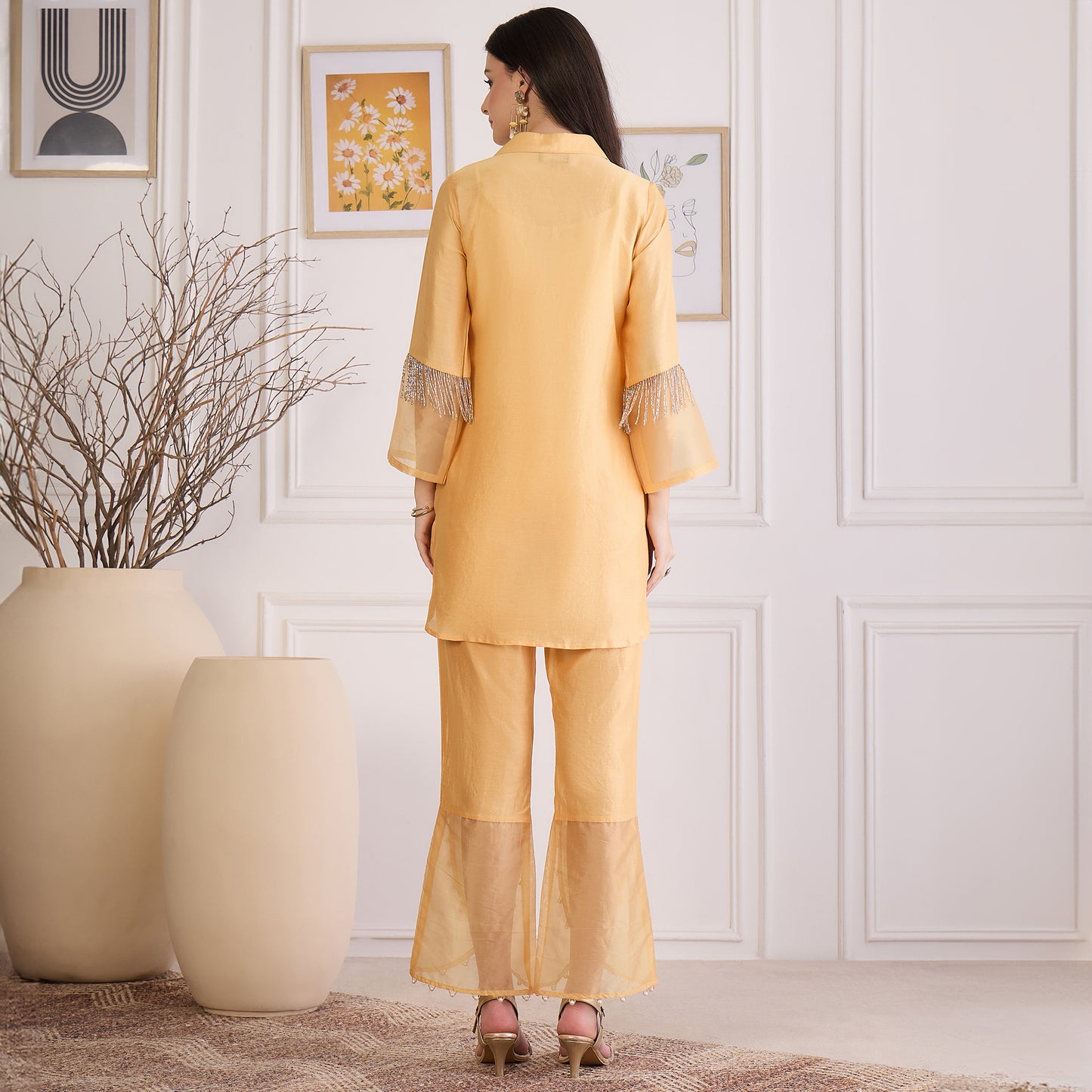 Yellow Pearl Hand Embroidered Co-ord Set