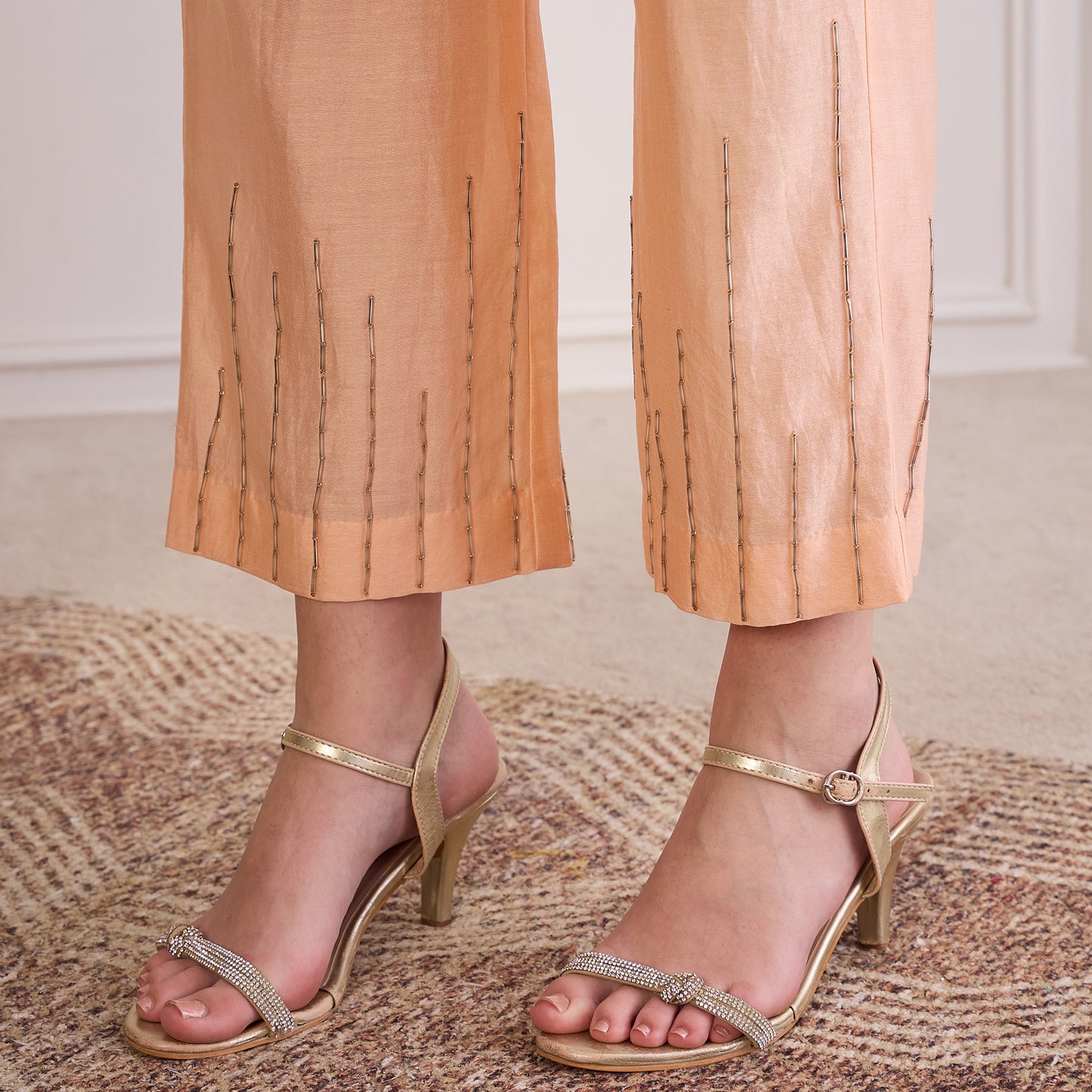 Peach Blush Pin Tuck Hand-Embroidered Co-ord Set