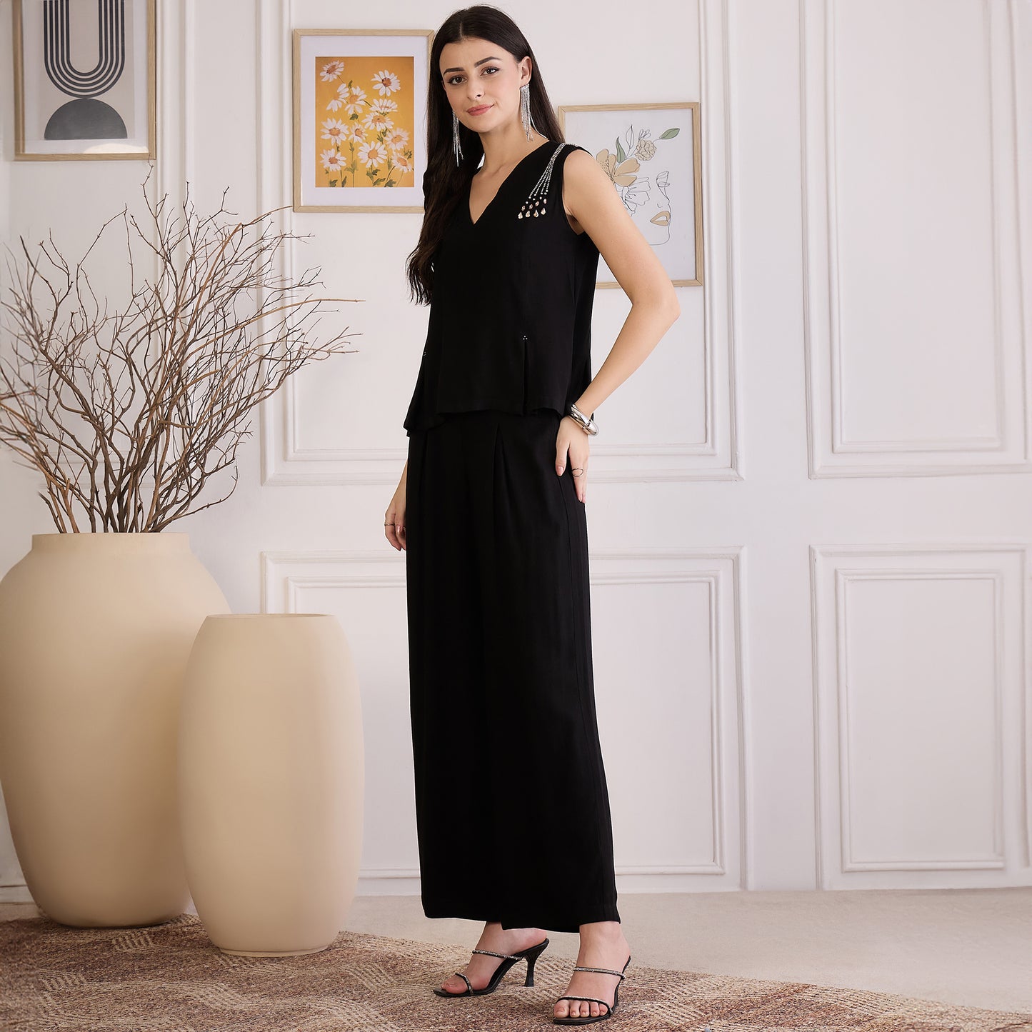 Black Fall Embellished Co-ord Set