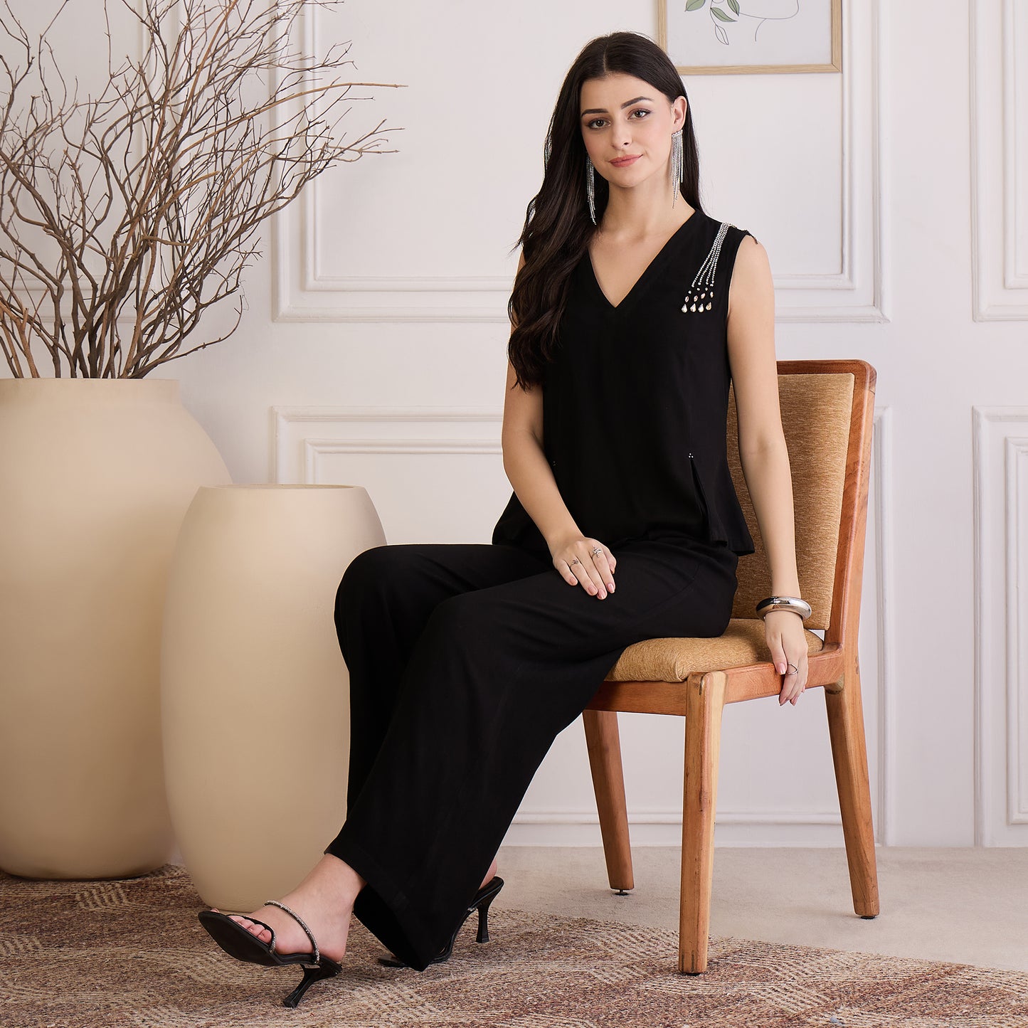 Black Fall Embellished Co-ord Set