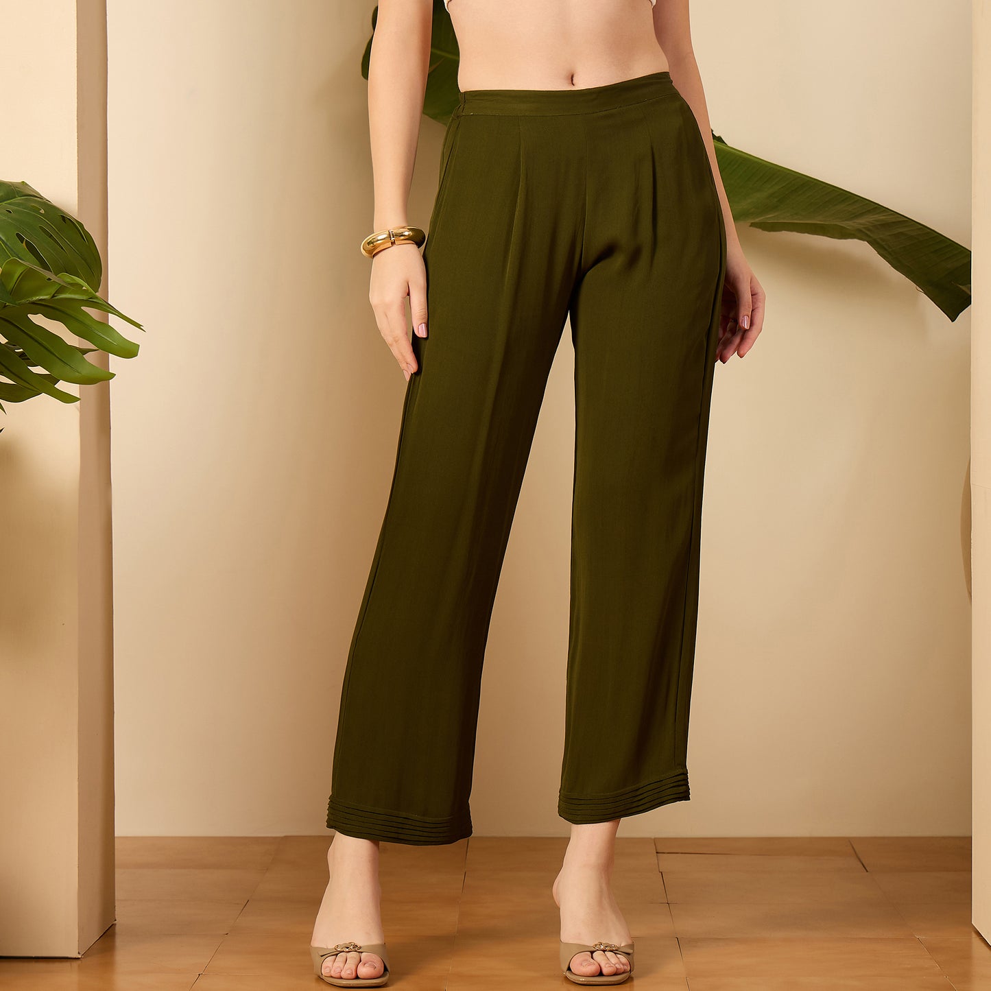 Green and Beige Patched Hand Embroidered Co-Ord Set