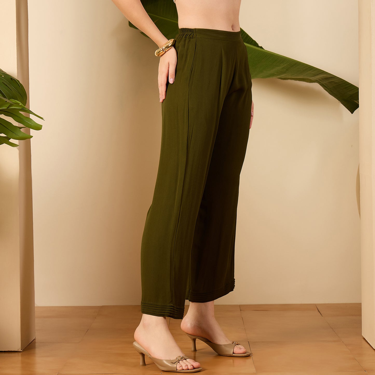 Green and Beige Patched Hand Embroidered Co-Ord Set