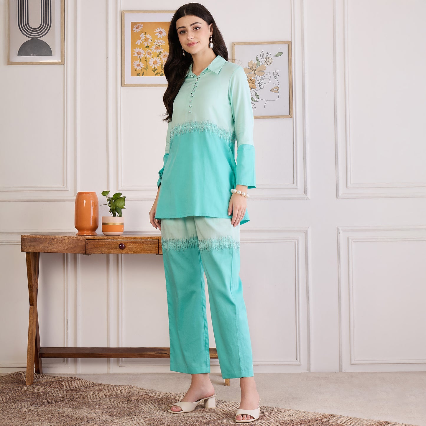 Jelly Mint Dual Embroidered Set
