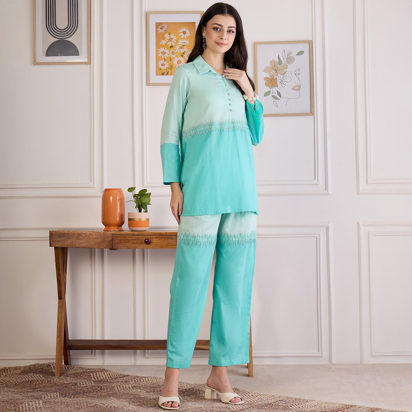 Jelly Mint Dual Embroidered Set