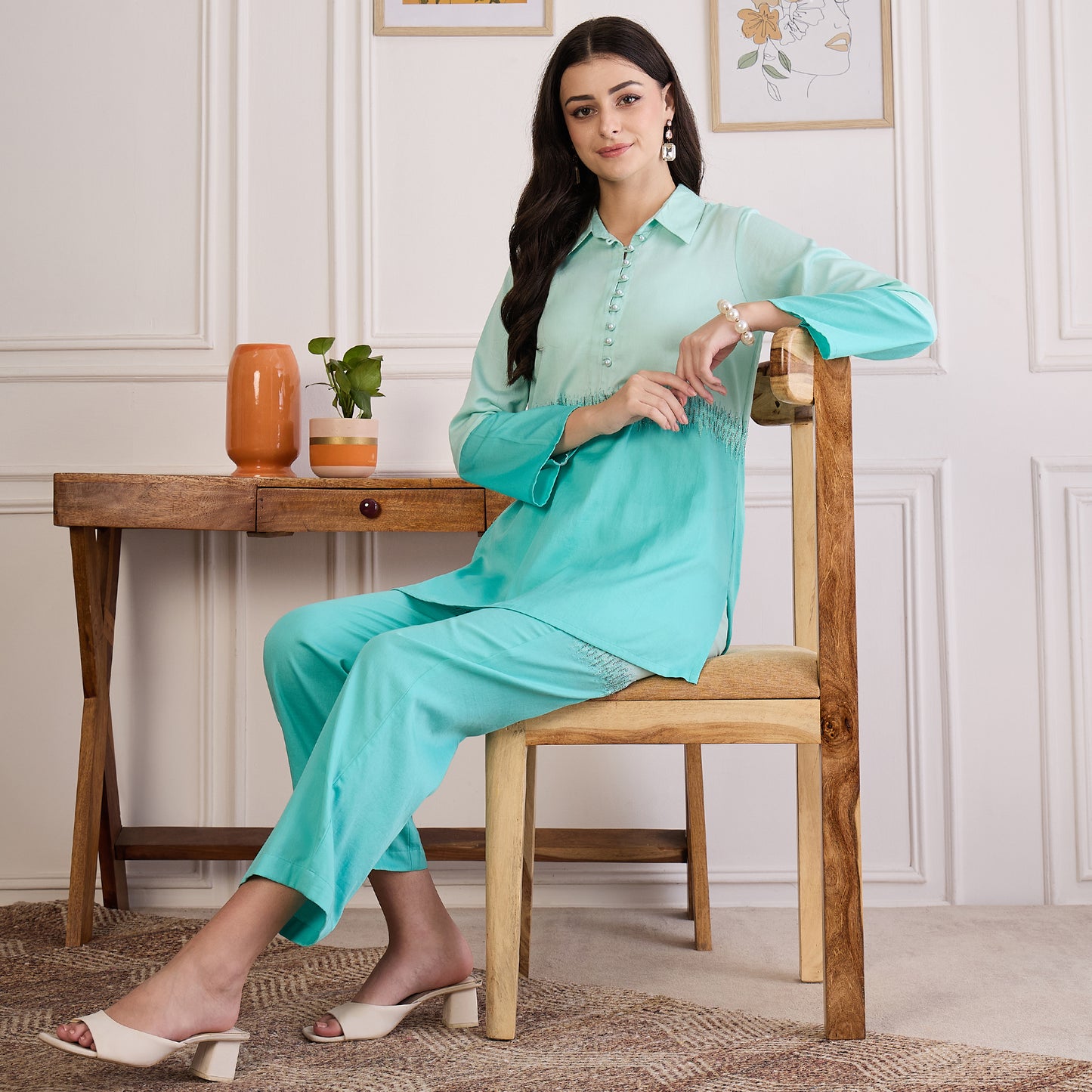 Jelly Mint Dual Embroidered Set