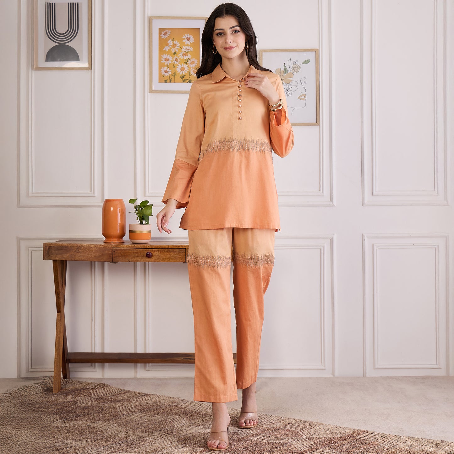 Melon Dual Embroidered Set