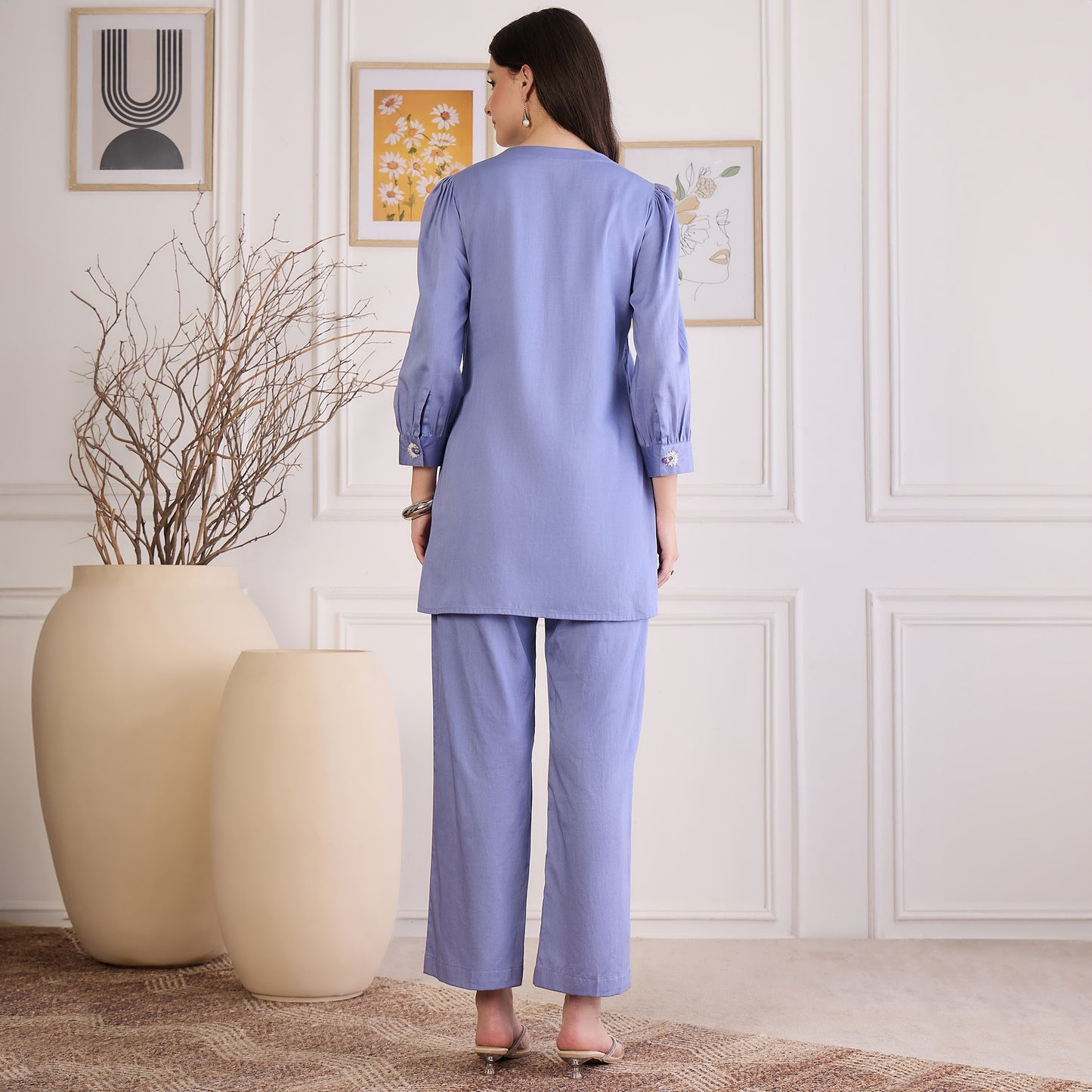 Mountain Blue Pin Tucked Co-ord Set