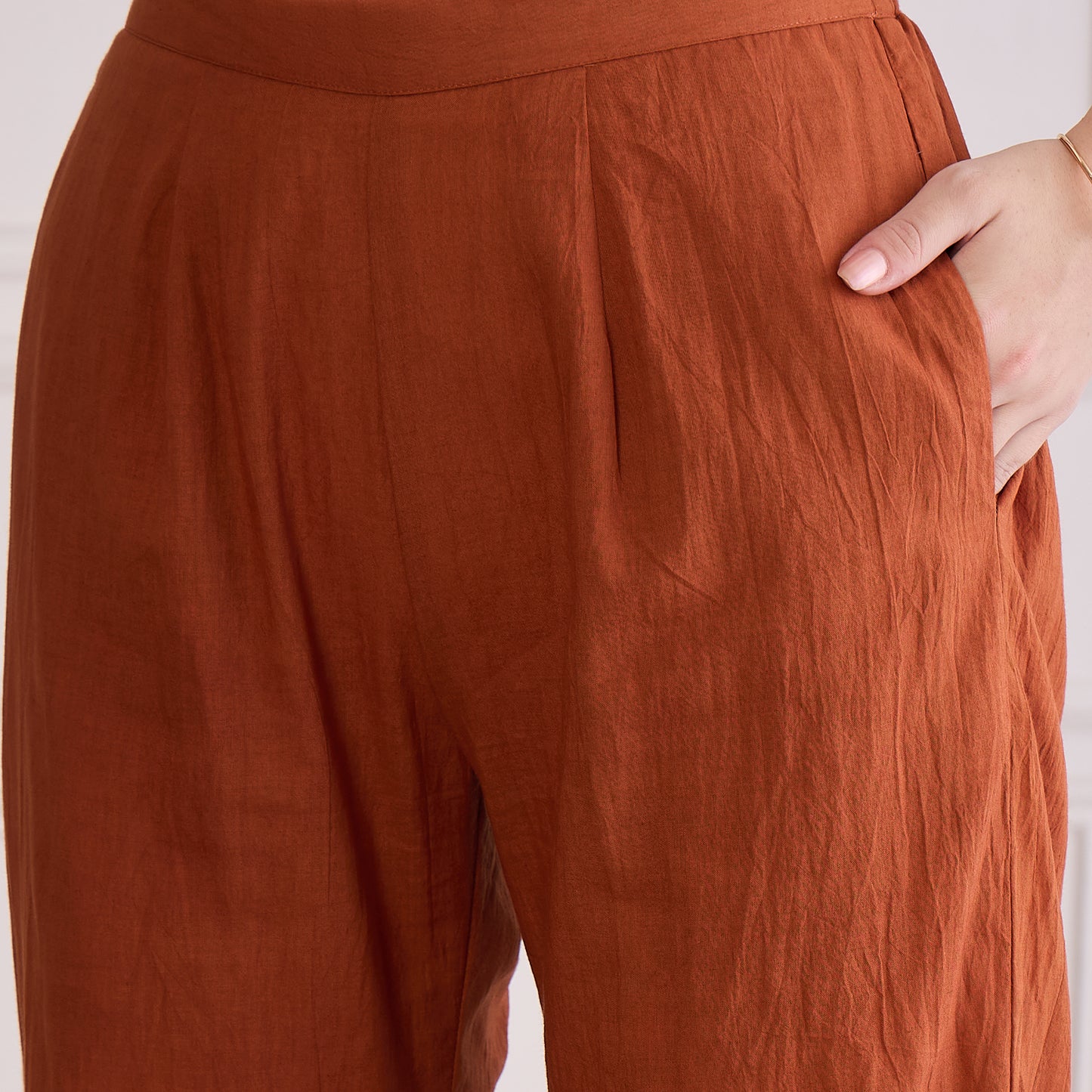 Earthy Brown Yoke Embroidered Co-ord Set