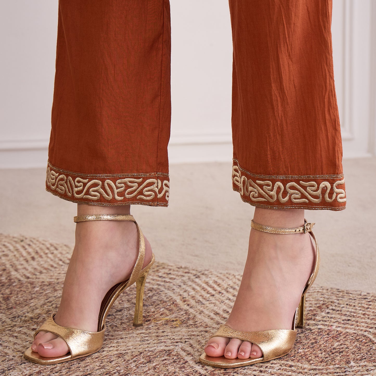 Earthy Brown Yoke Embroidered Co-ord Set