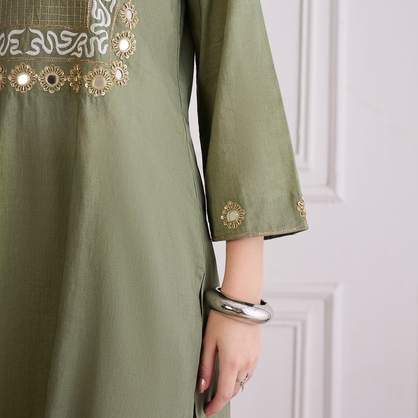 Green Yoke Embroidered Co-ord Set