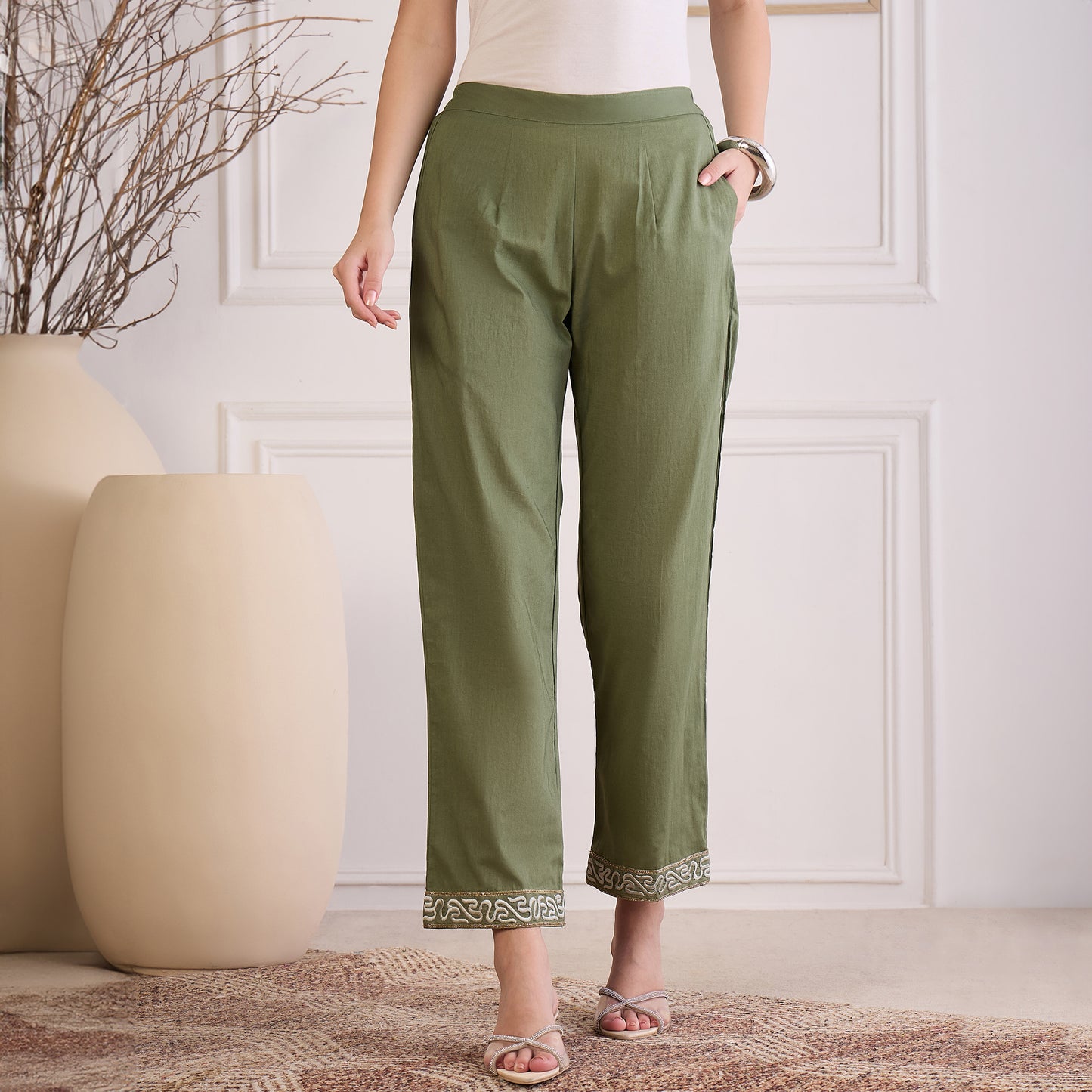 Green Yoke Embroidered Co-ord Set