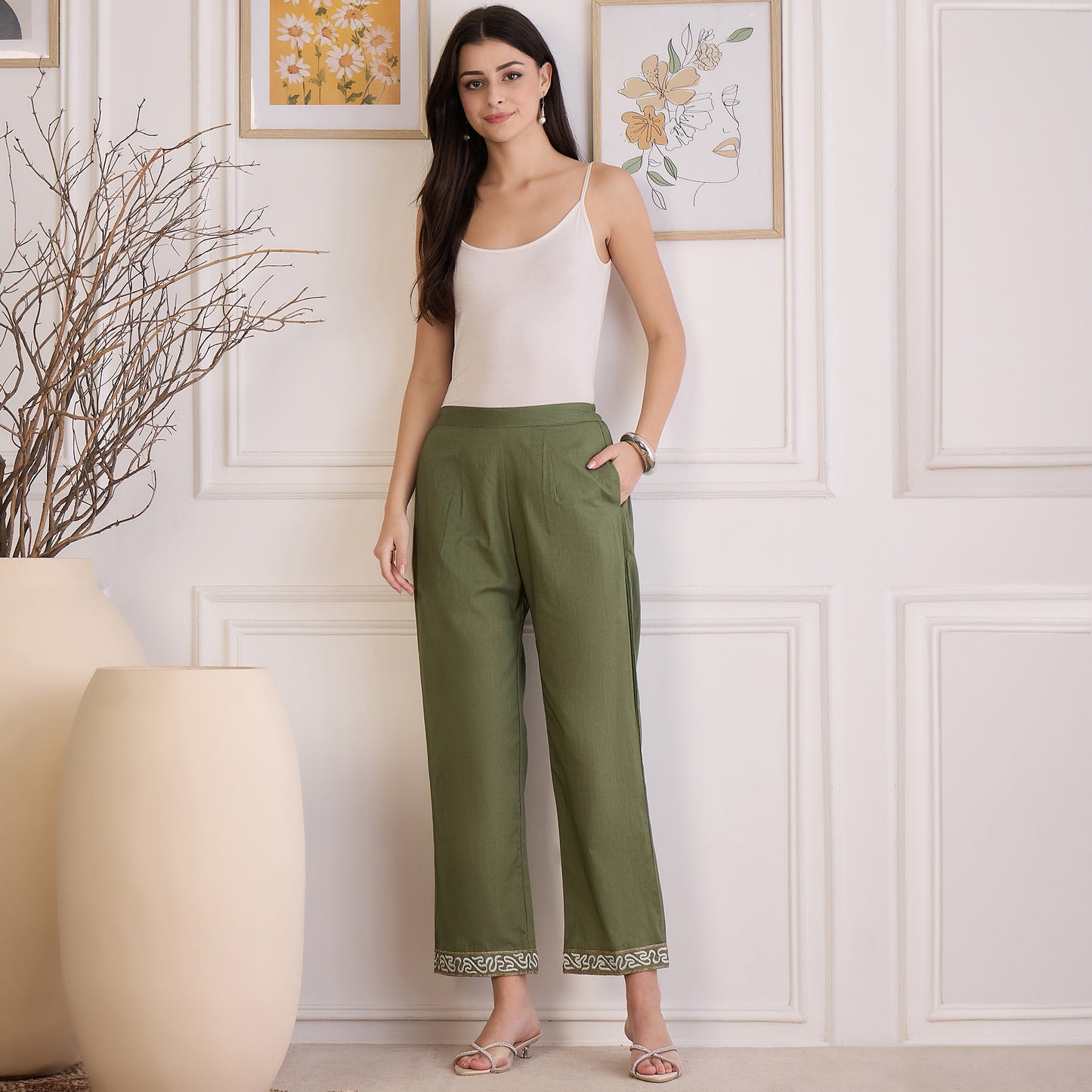 Green Yoke Embroidered Co-ord Set