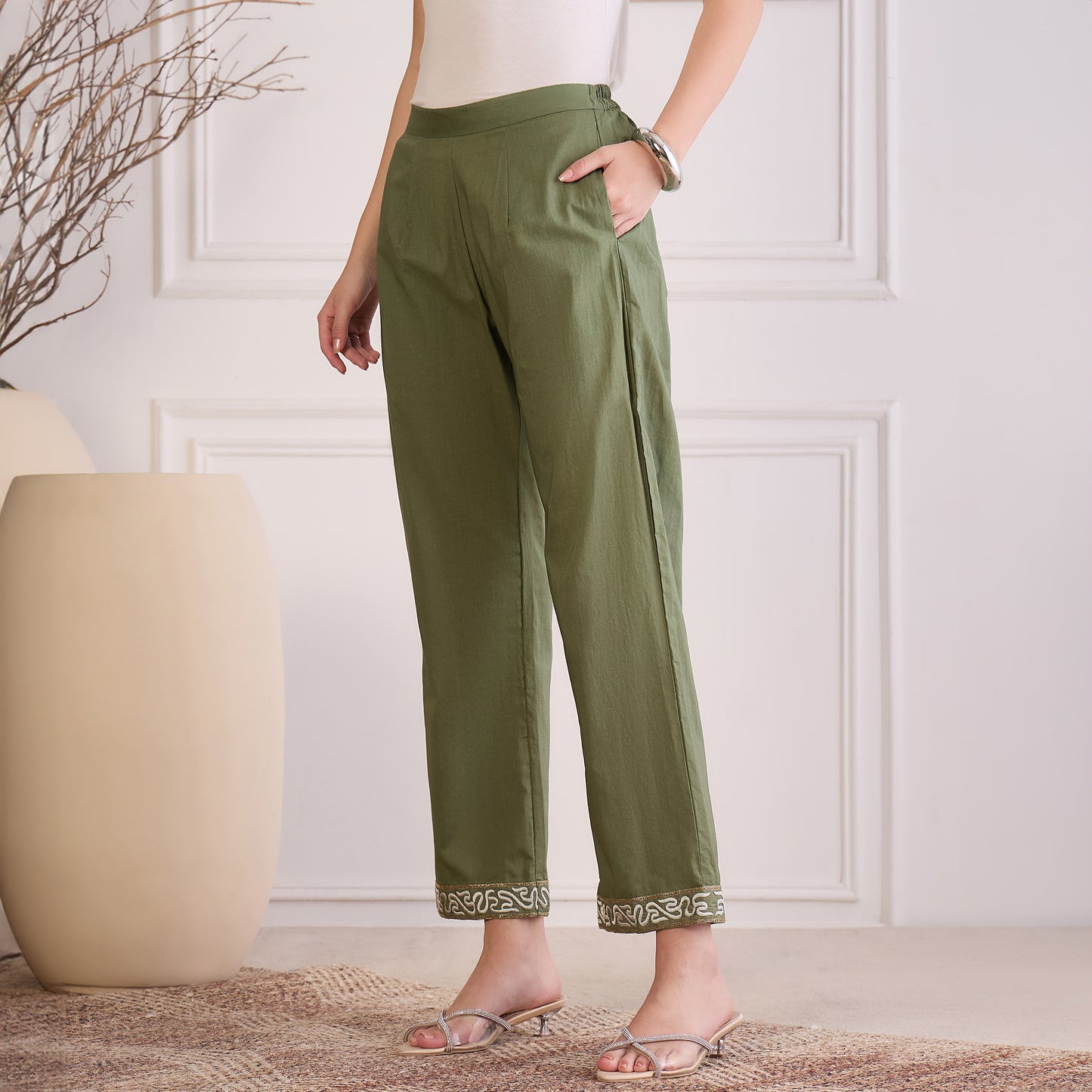 Green Yoke Embroidered Co-ord Set