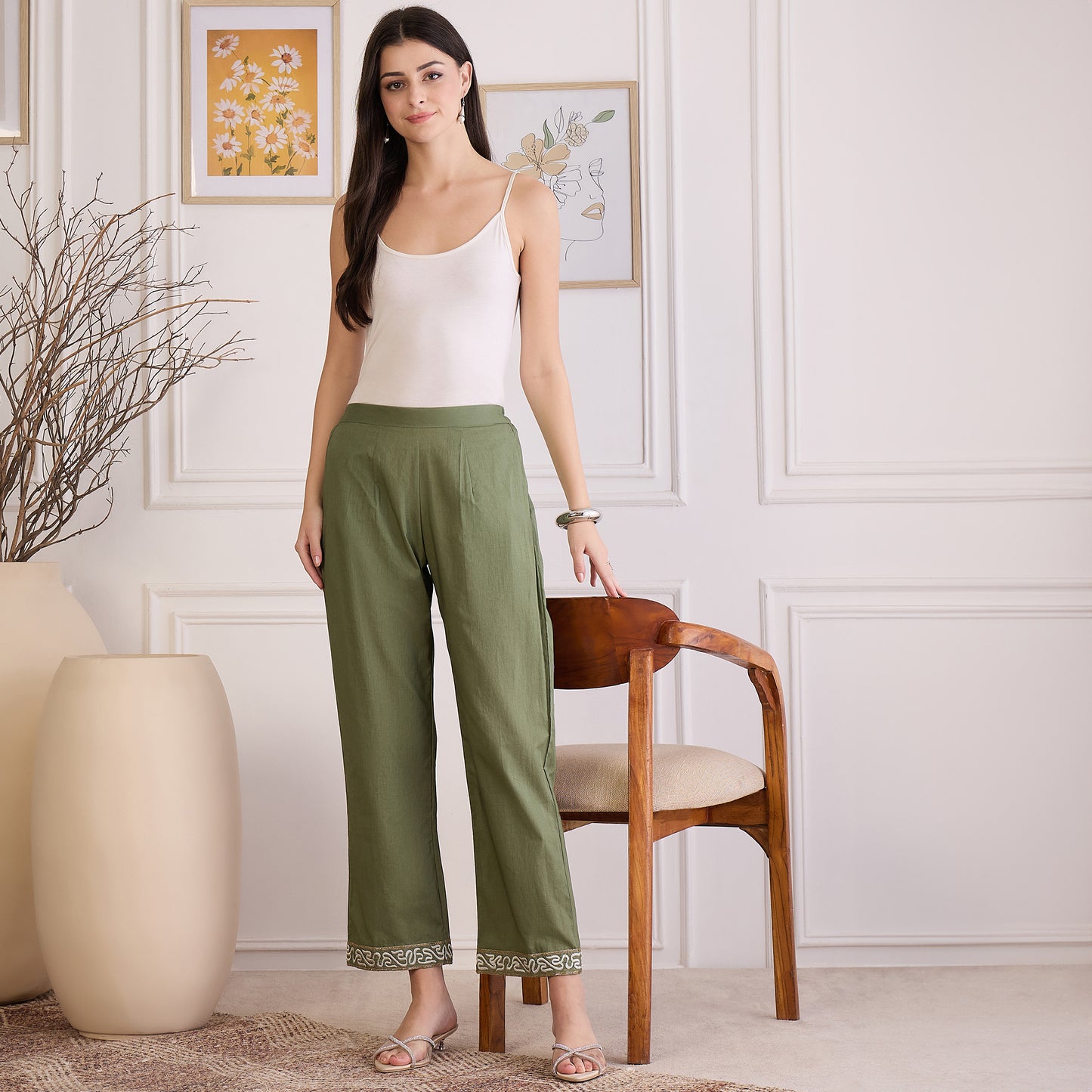 Green Yoke Embroidered Co-ord Set