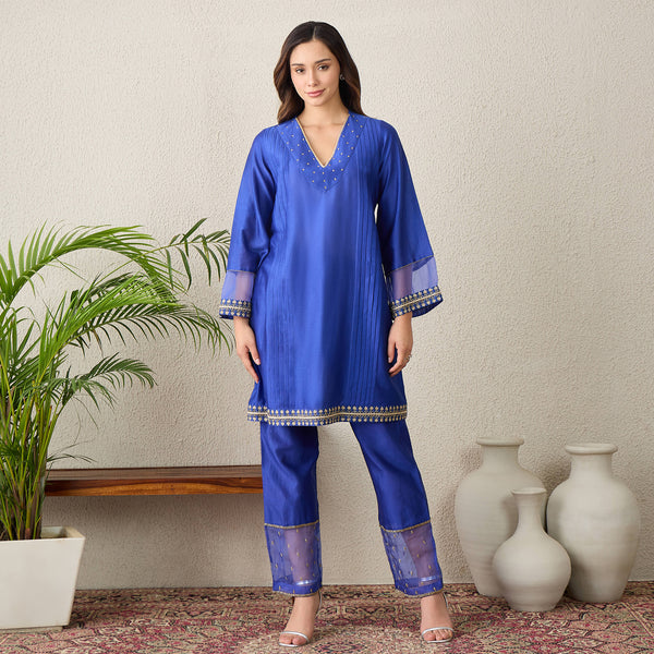 Navy Blue Set for Women – Embroidered | First Resort by Ramola Bachchan