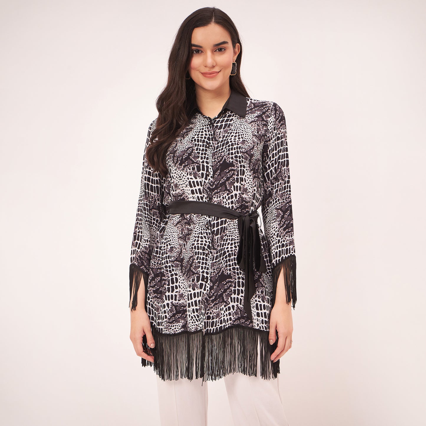 Black and White Baroque Animal Print Shirt