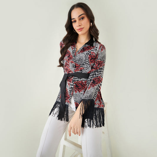 Red Baroque Animal Print Shirt