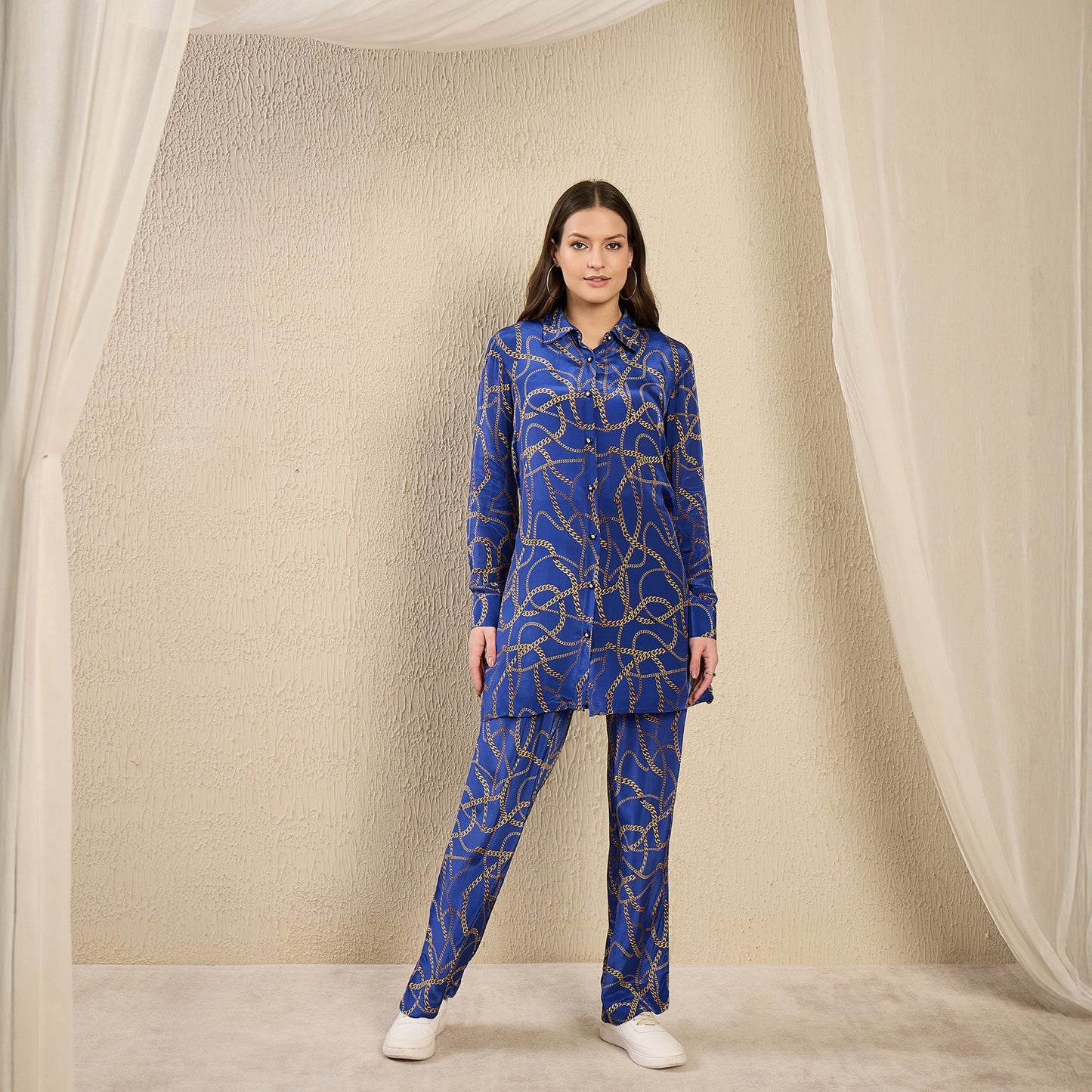 Blue Chain Print Shirt