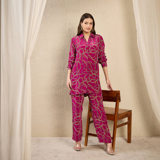Magenta Chain Print Shirt
