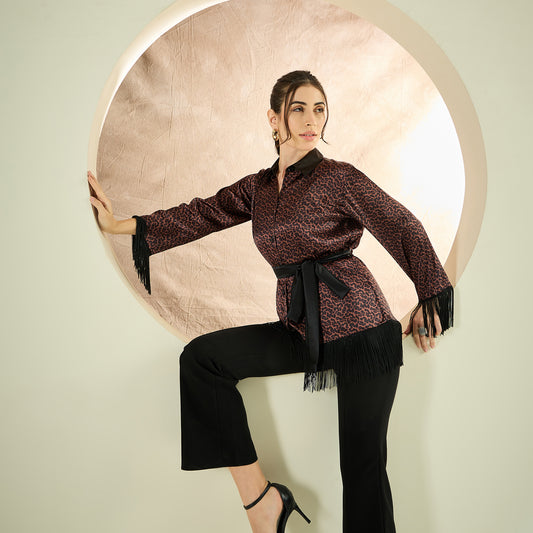 Brown Animal Print Shirt