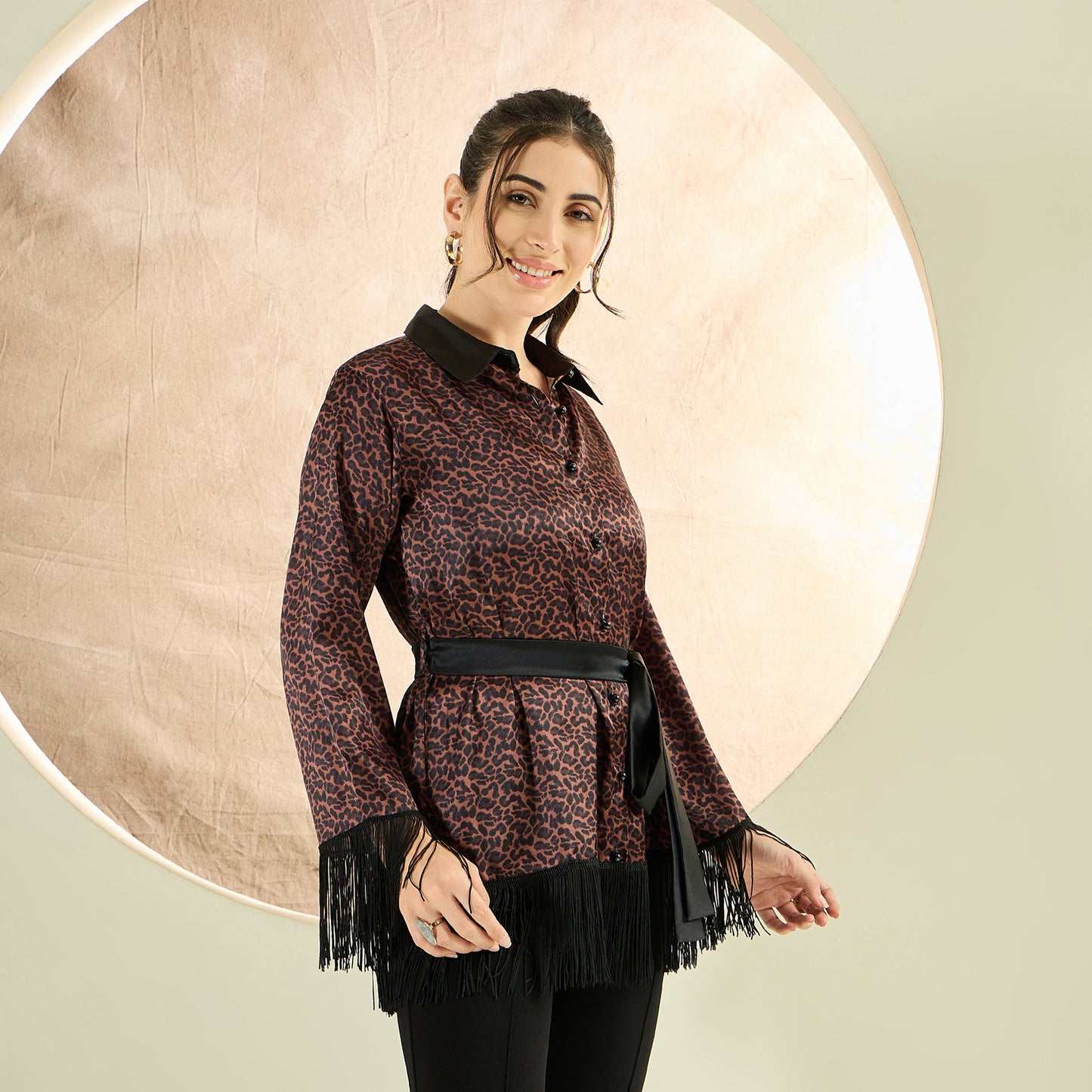 Brown Animal Print Shirt